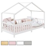 IDIMEX Lit cabane LISAN 90 x 190 cm, en pin massif. Coloris disponibles : Rose, Blanc, Gris, Marron