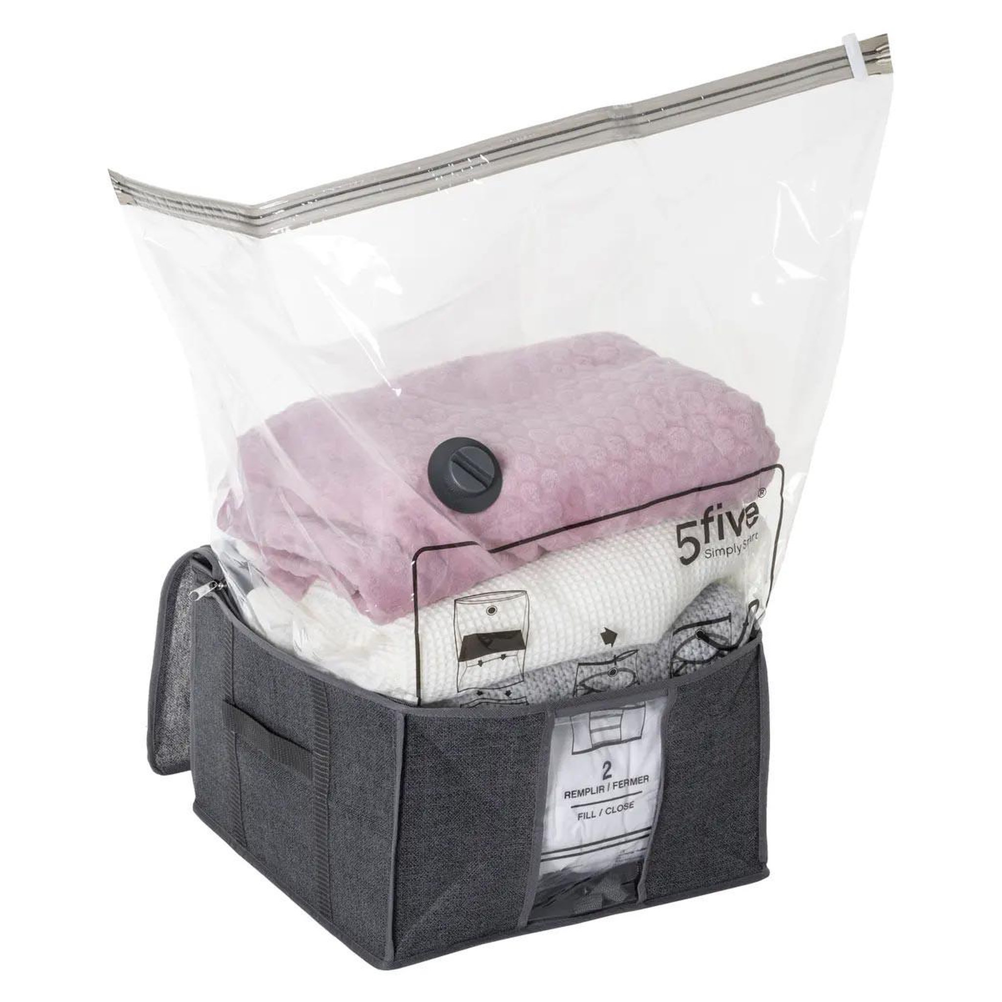 Voir la diapositive 3 : FIVE Housse de rangement sous vide  press  40cm gris