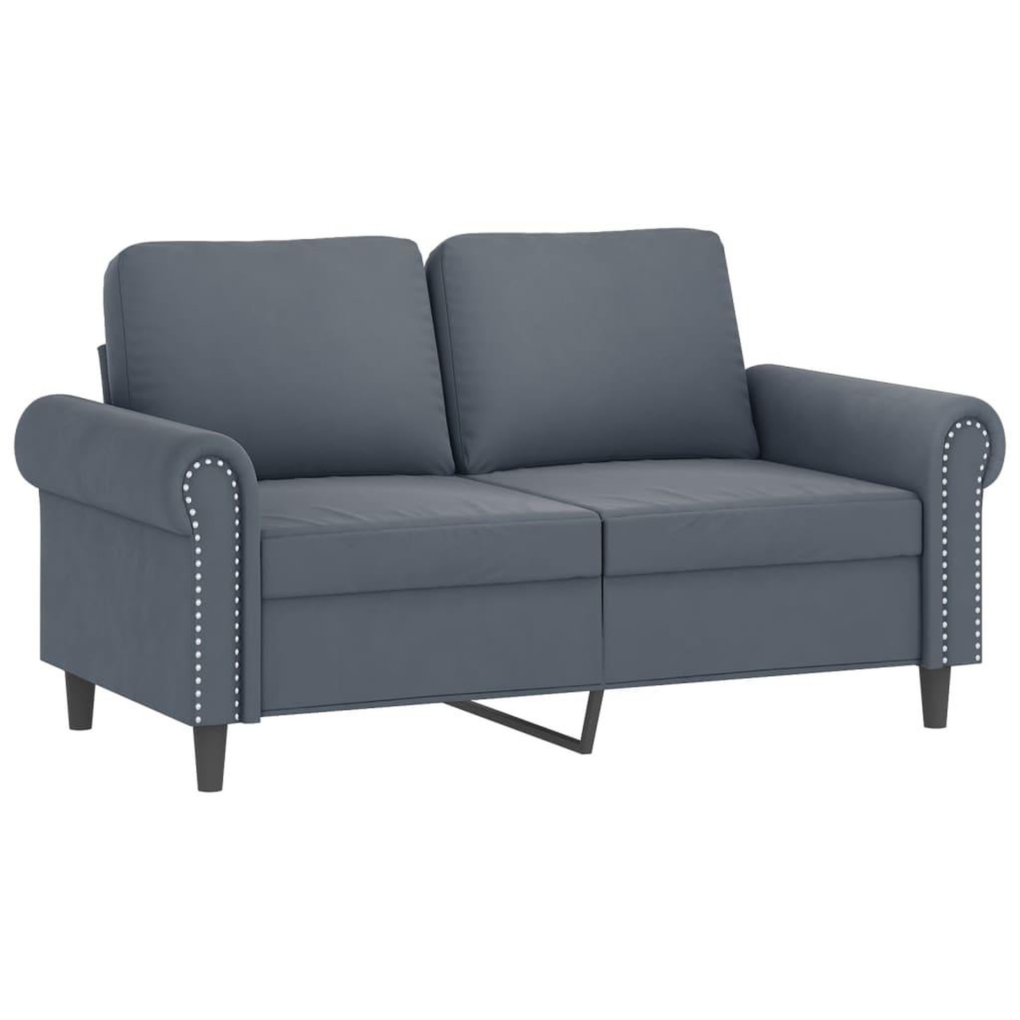 Voir la diapositive 4 : VIDAXL Canape 2 places avec oreillers gris fonce 120 cm velours