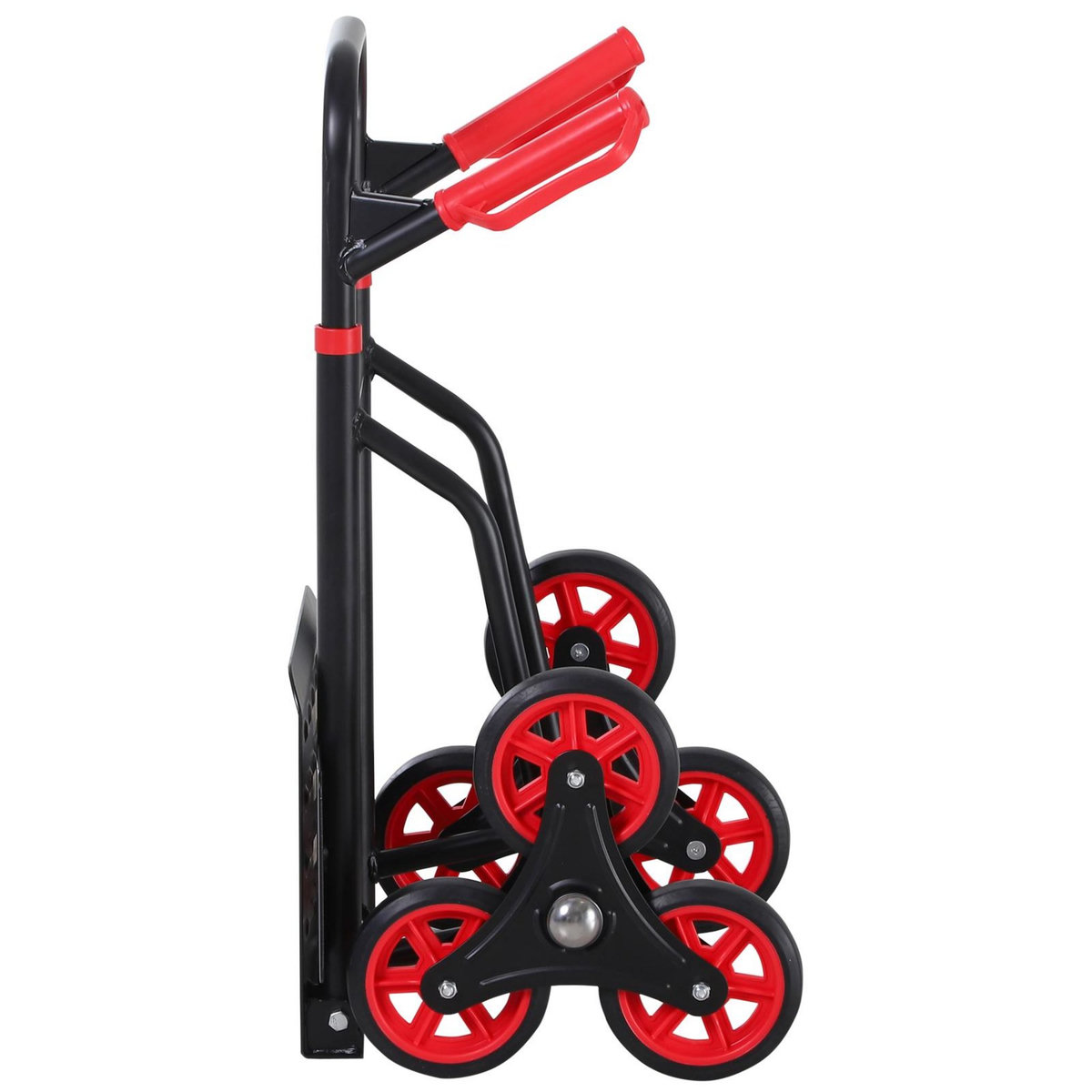 HOMCOM Diable pour escalier 6 roues diable repliable extensible 150 Kg - chariot pliable acier noir rouge