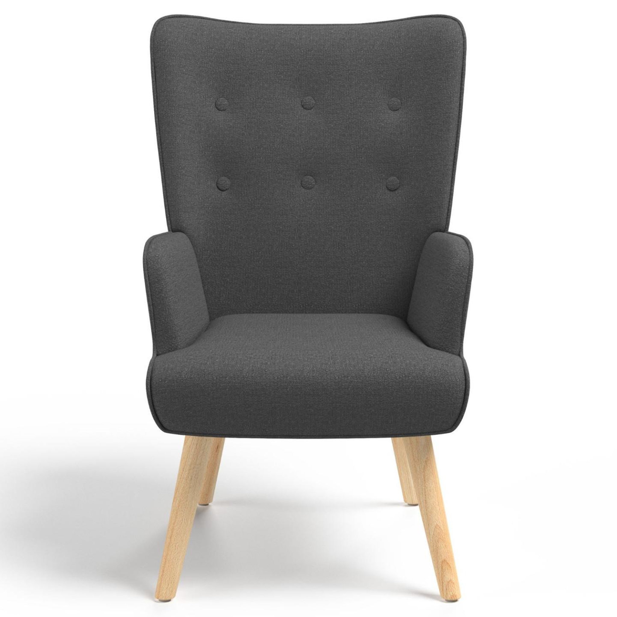 Voir la diapositive 3 : ID MARKET Fauteuil scandinave ivar en tissu gris anthracite