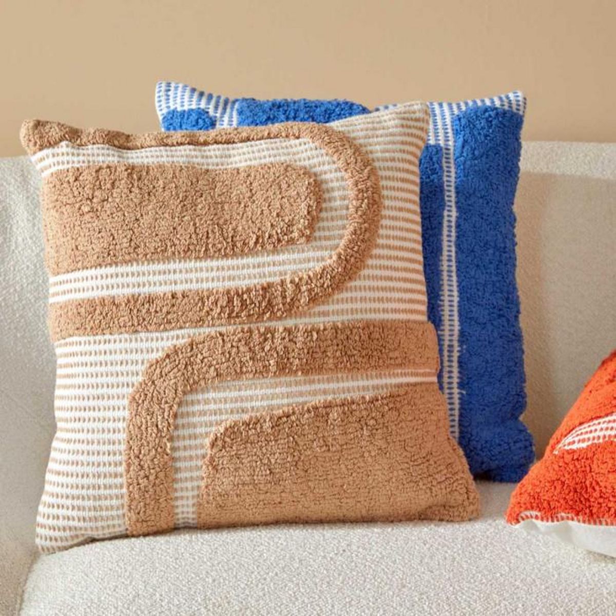 ATMOSPHERA Coussin Déco Tufté  Poppy  50x50cm Beige Lin