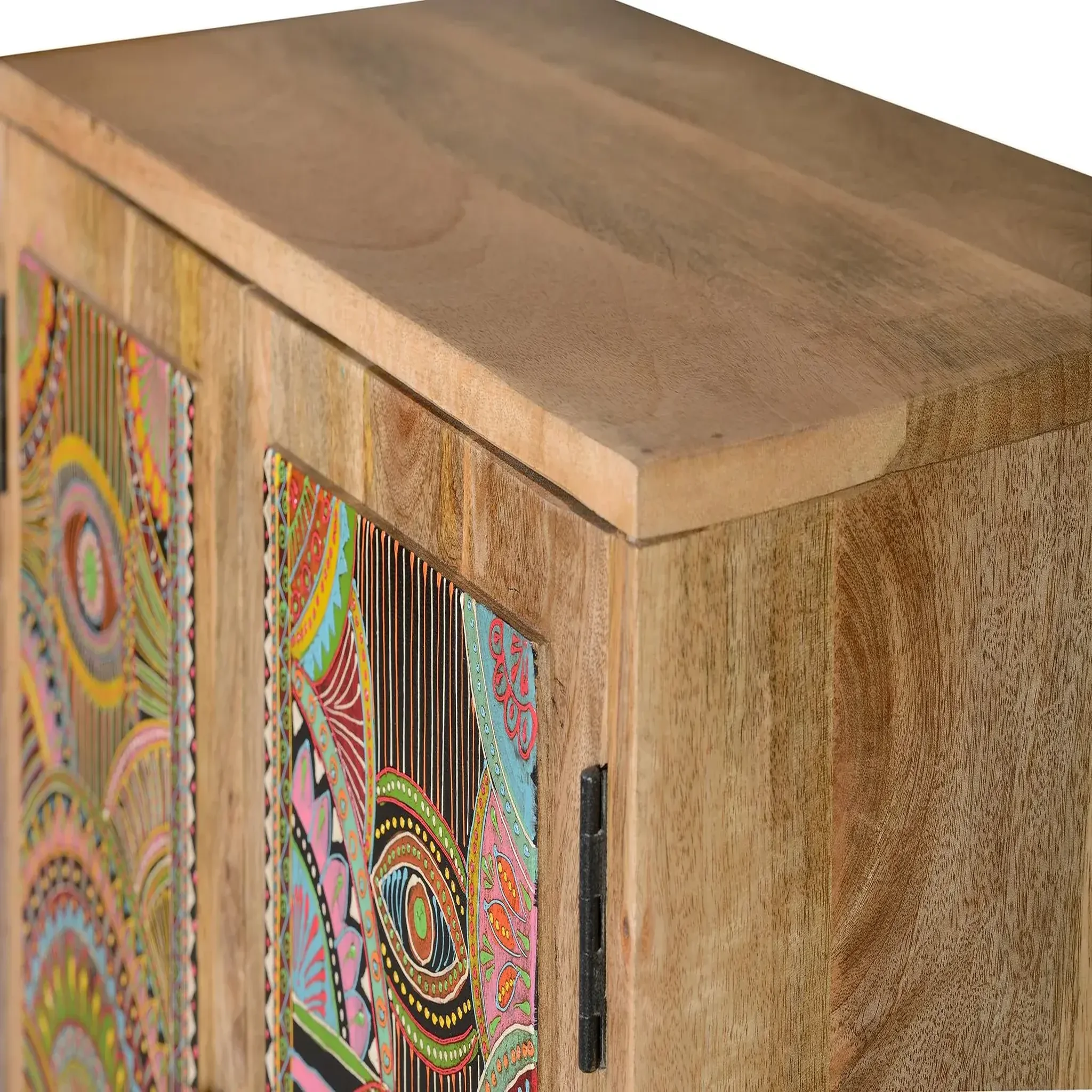 Voir la diapositive 3 : GINER Y COLOMER SL Meuble d'appoint en bois de manguier 60 cm style boho ethnique