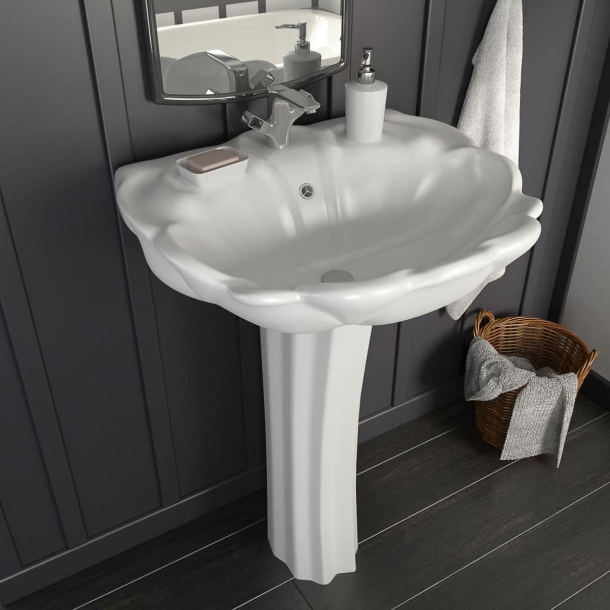 VIDAXL Lavabo autoportant avec socle Ceramique Blanc 580x510x200 mm