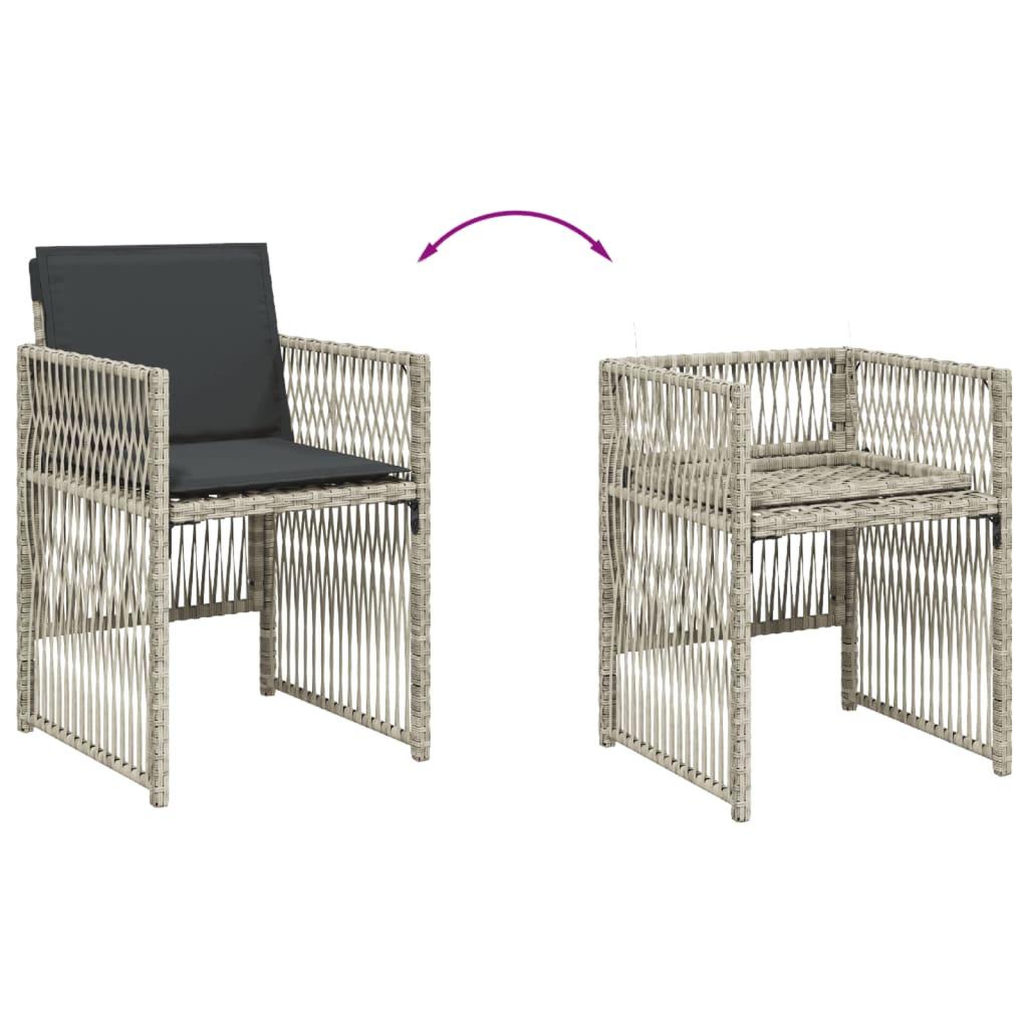 Voir la diapositive 5 : VIDAXL Ensemble a manger de jardin et coussins 17 pcs gris clair rotin