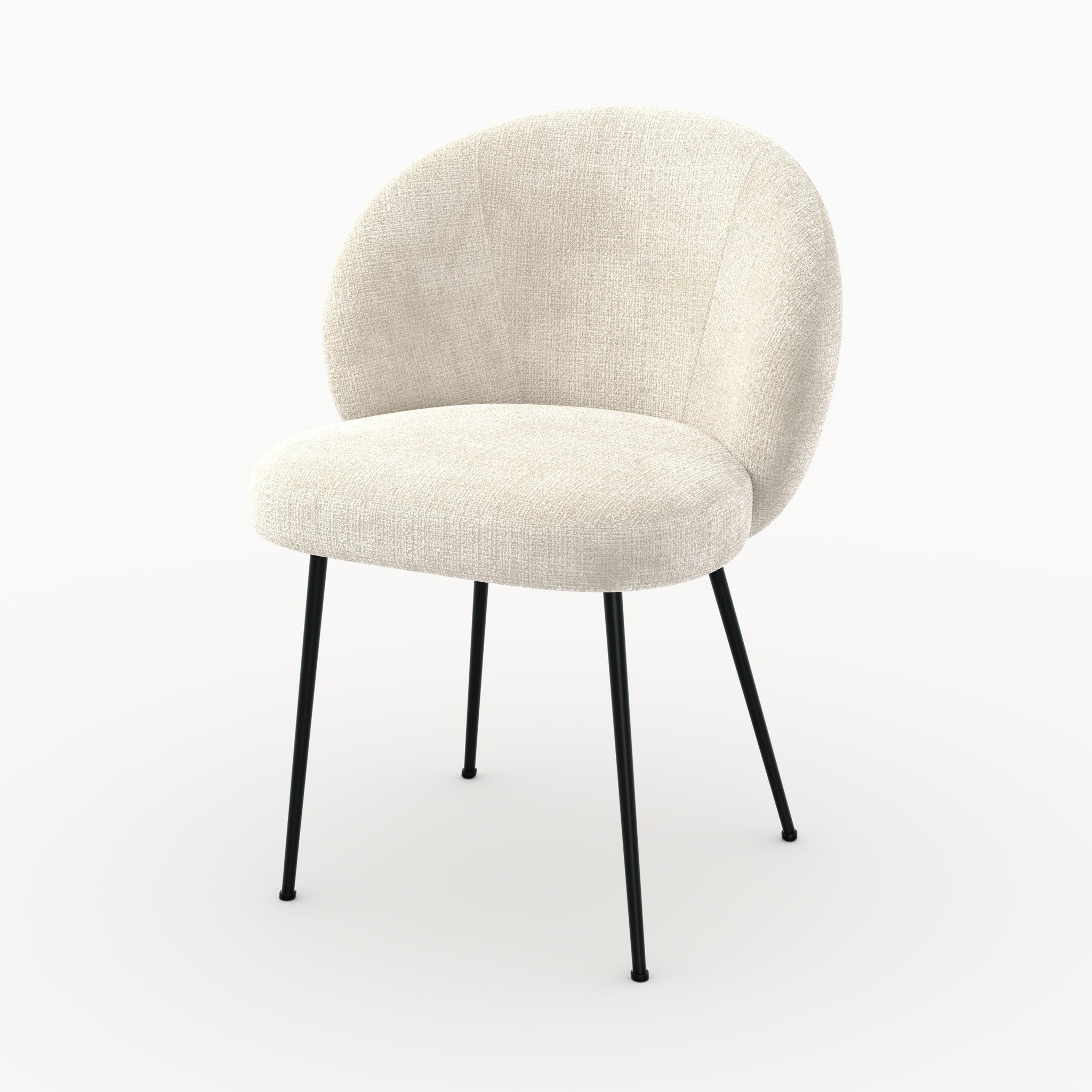 MAISON PAVANE Chaise en velours chenillé écru et métal noir-bloomy