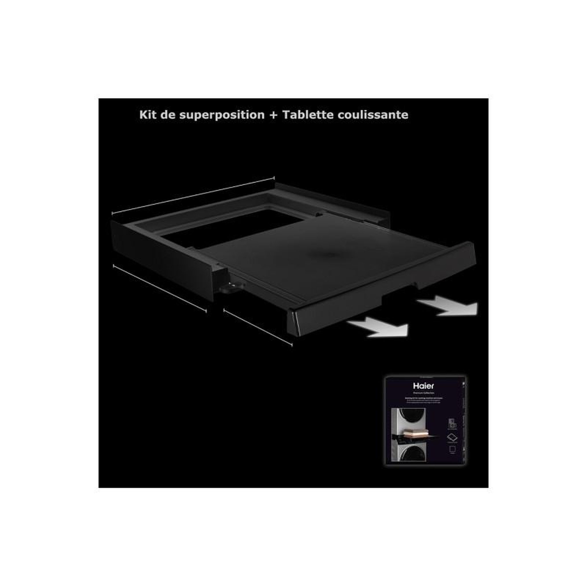 Voir la diapositive 2 : HAIER Accessoire pour sèche linge Haier HASTKU10FB Kit de superposition noir