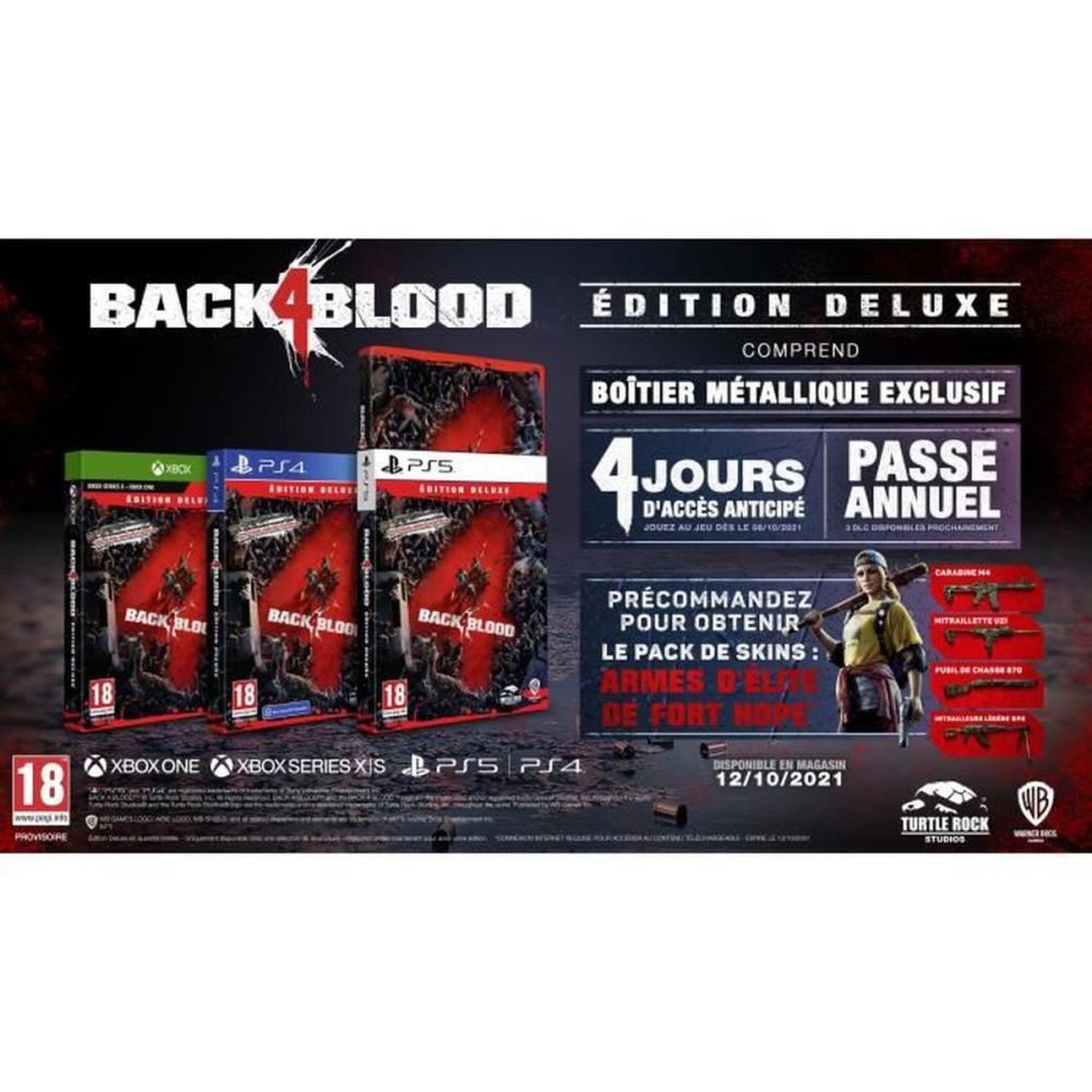Voir la diapositive 2 : WARNER GAMES Back 4 Blood Deluxe Edition - Jeu PS4 FPS coopératif contre les hordes de zombies