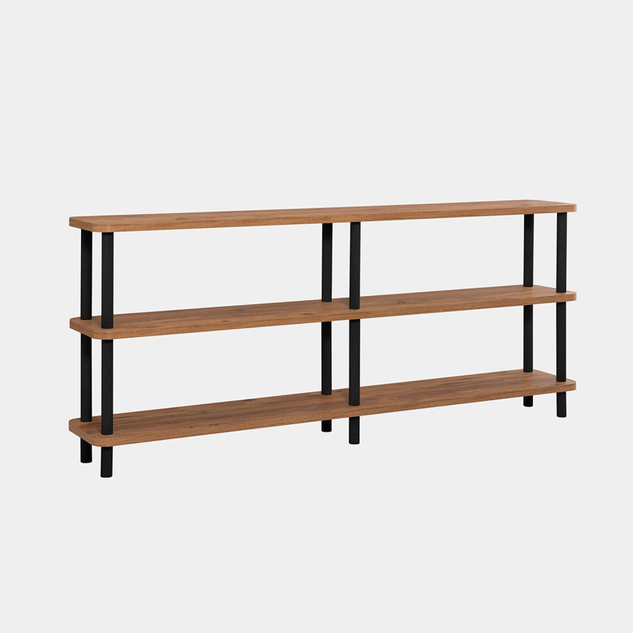 CONCEPT USINE Étagère design basse noir et bois 180 cm sofie