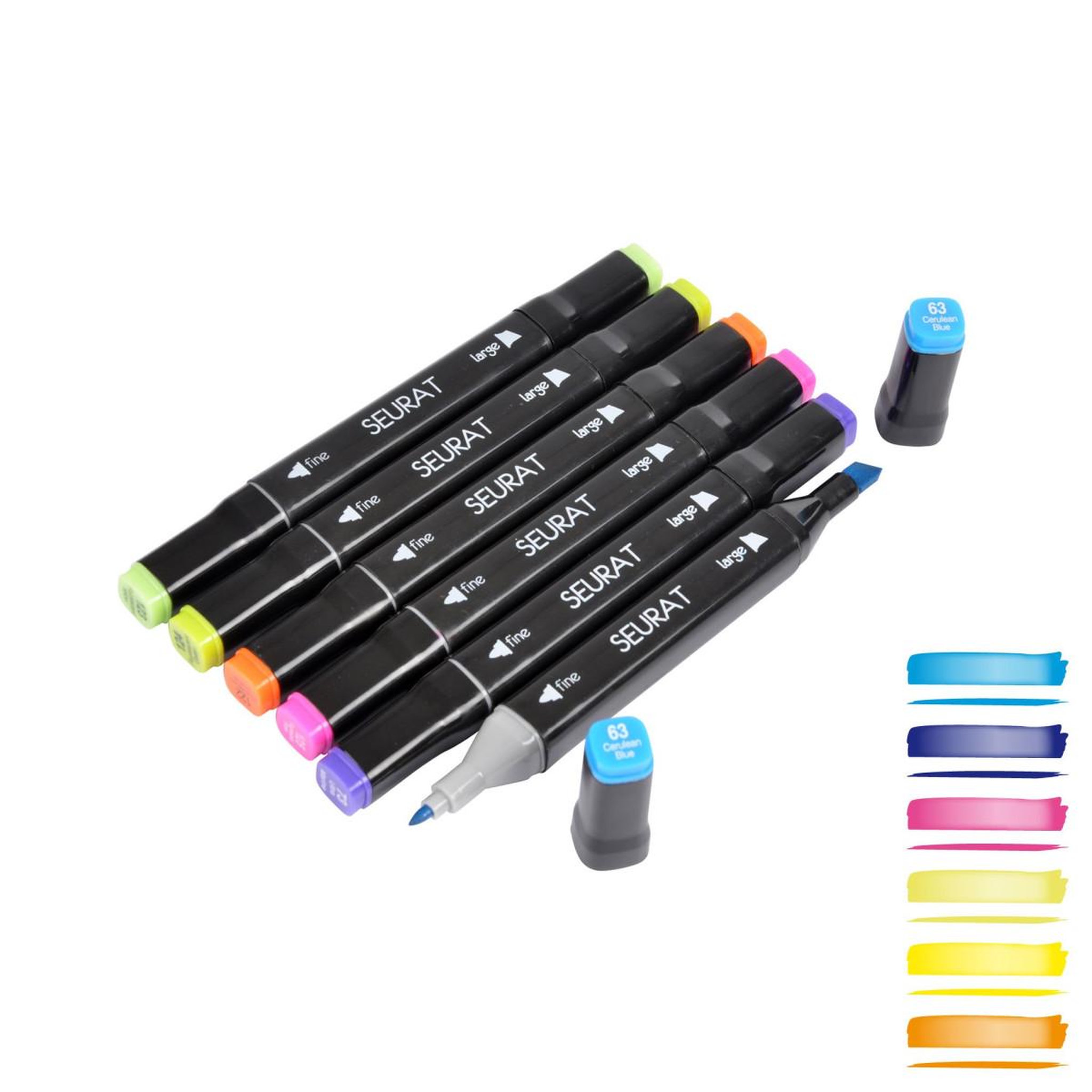 HOMEA Lot de 6 Marqueurs  Double Pointe  16cm Noir