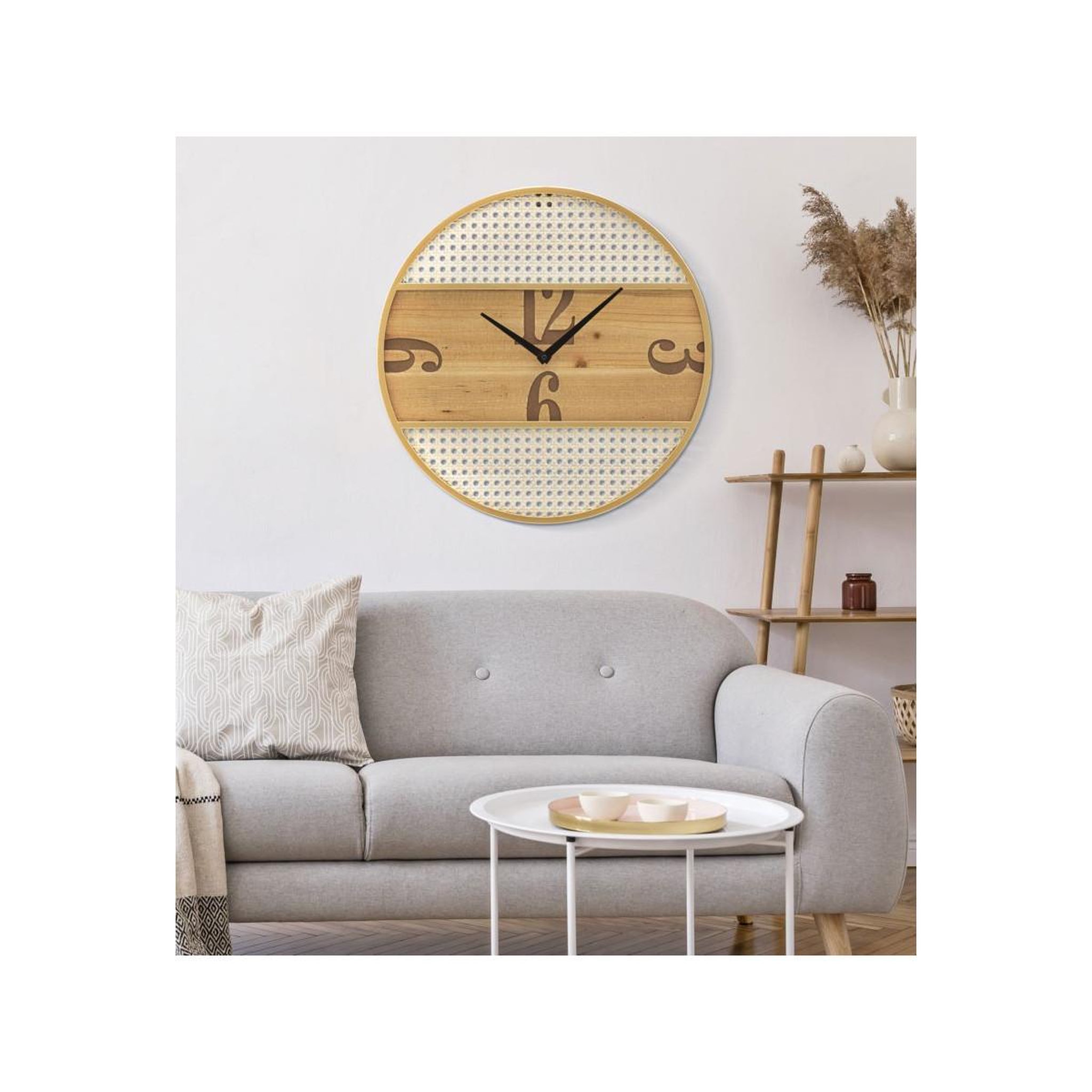 Voir la diapositive 5 : Paris Prix Horloge murale cannage  fuji  50cm naturel