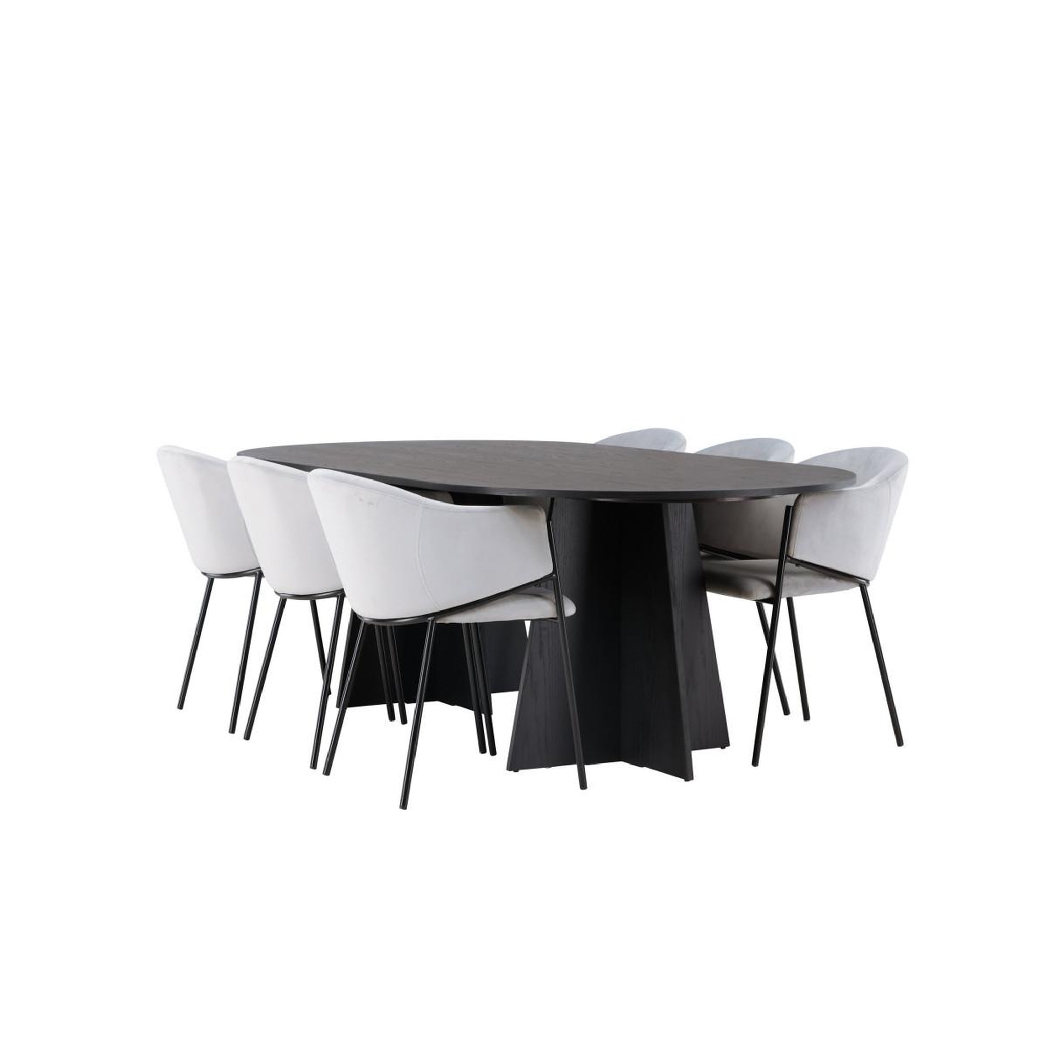 Voir la diapositive 4 : Paris Prix Ensemble table à manger & 6 chaises  bootcut & evelina  230cm noir & gris