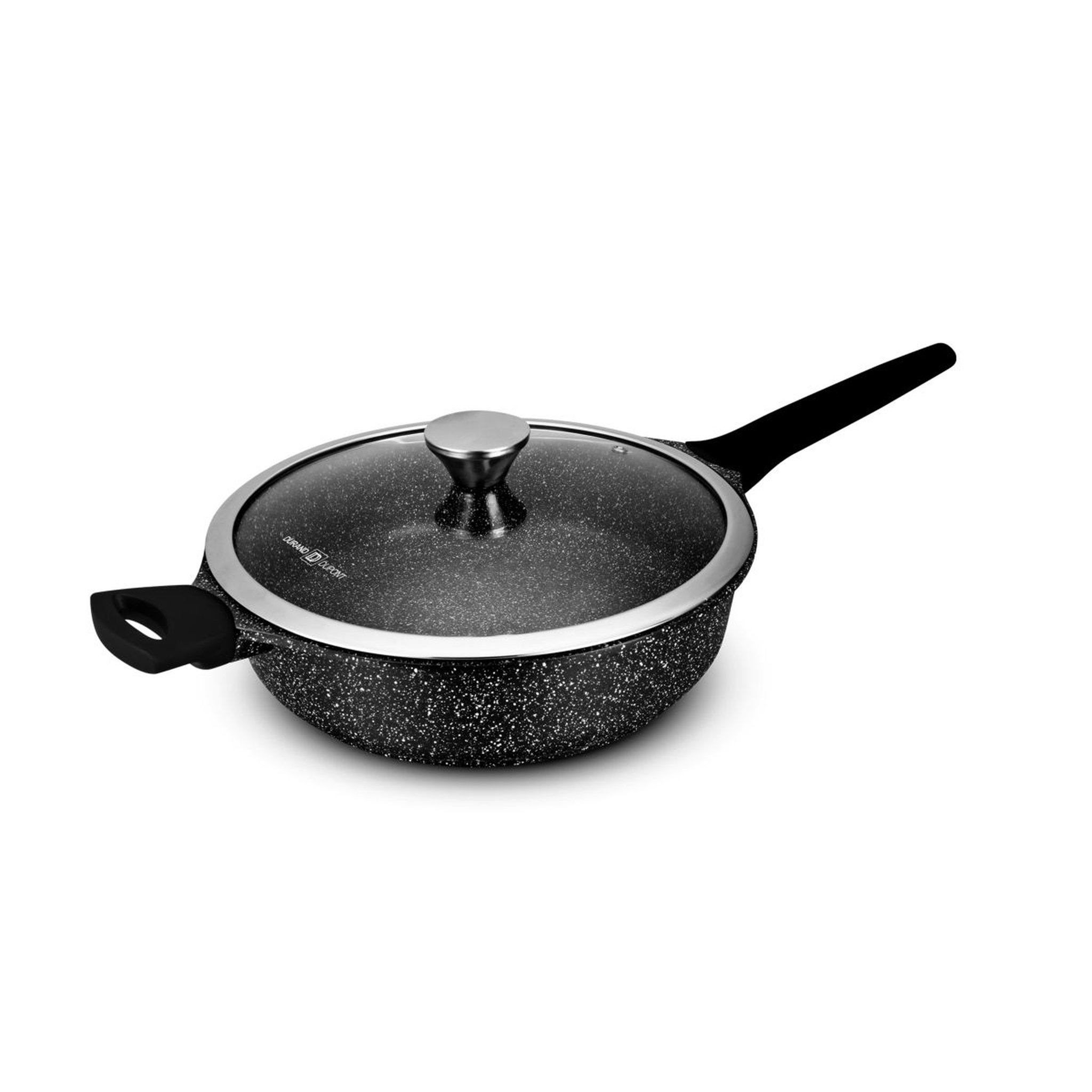 Voir la diapositive 1 : Sauteuse 24cm en fonte d'aluminium effet pierre noir avec couvercle