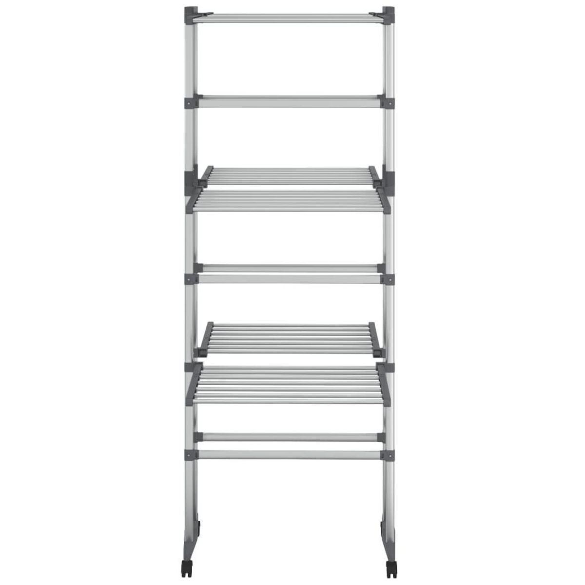 VIDAXL Etagere a linge a 3 niveaux avec roues Argente 60x70x129 cm