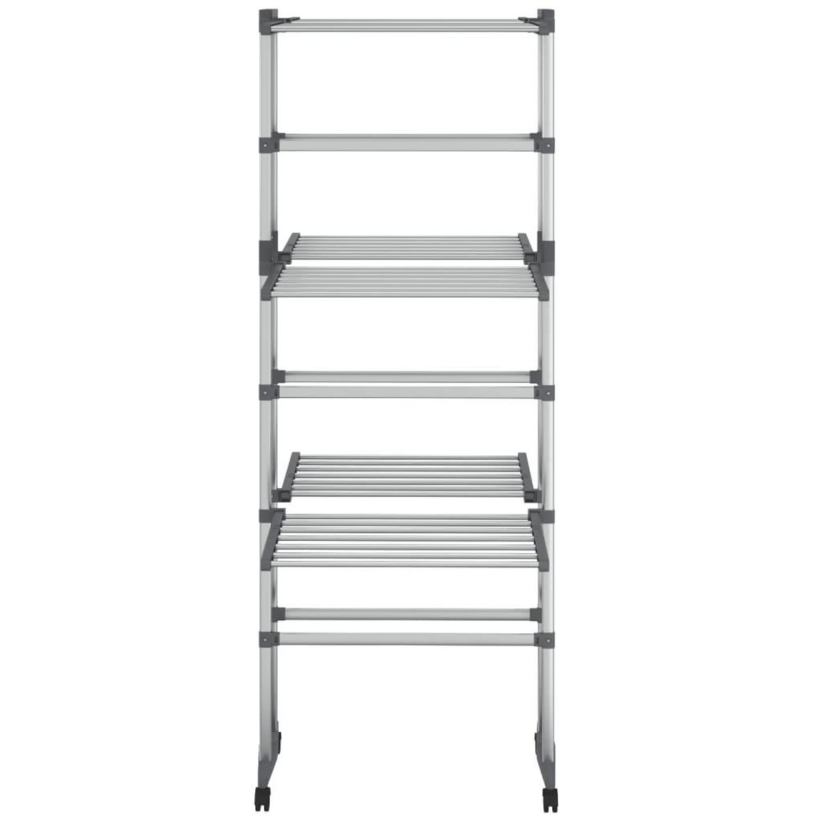 VIDAXL Etagere a linge a 3 niveaux avec roues Argente 60x70x129 cm