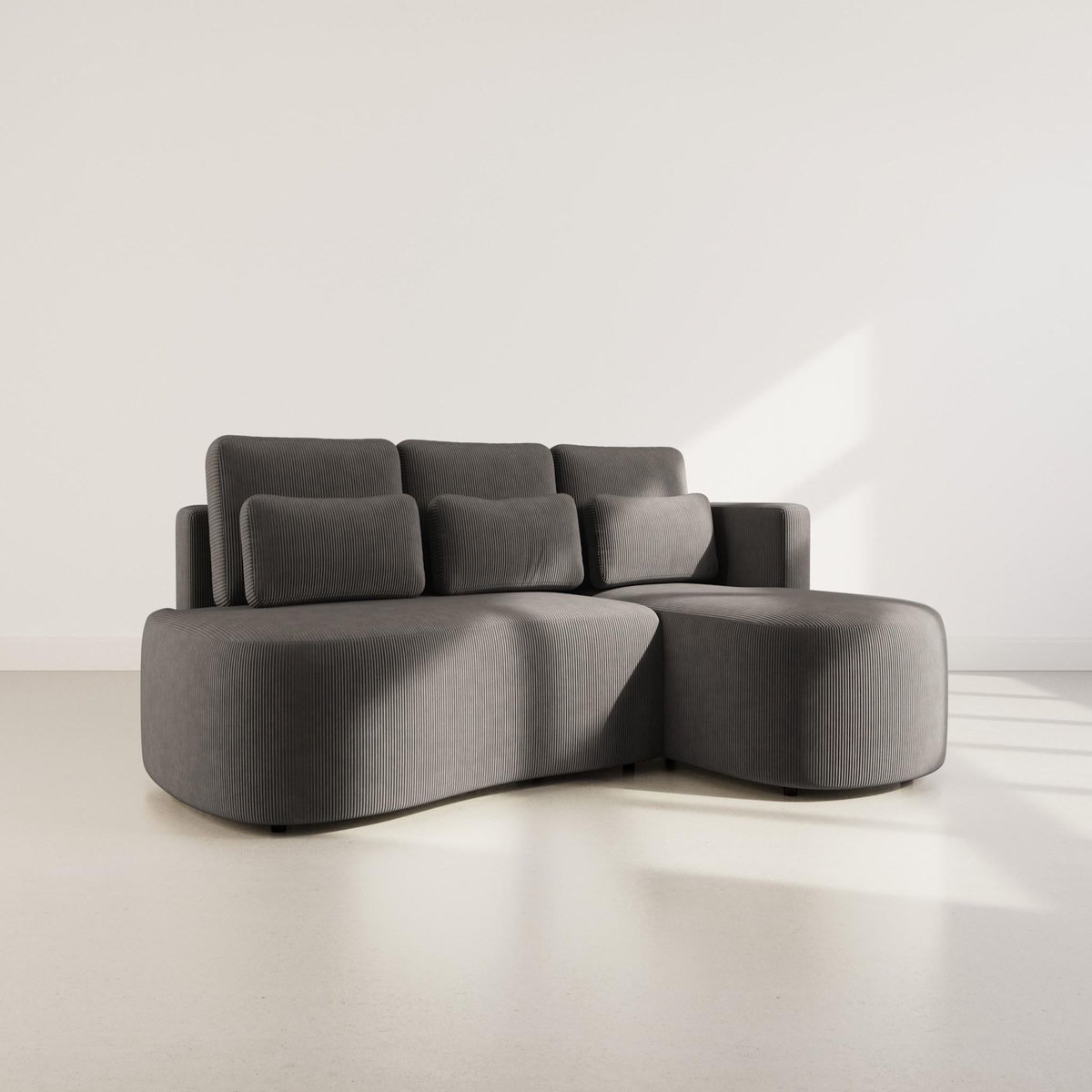 LISA DESIGN Mahina - canapé d'angle droit 4 places convertible avec coffre en velours côtelé