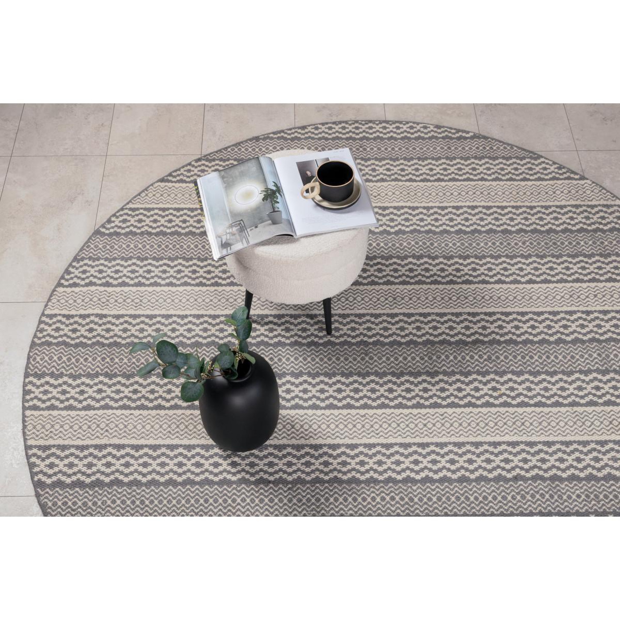 Voir la diapositive 4 : Paris Prix Tapis rond imprimé  sishu  200cm gris