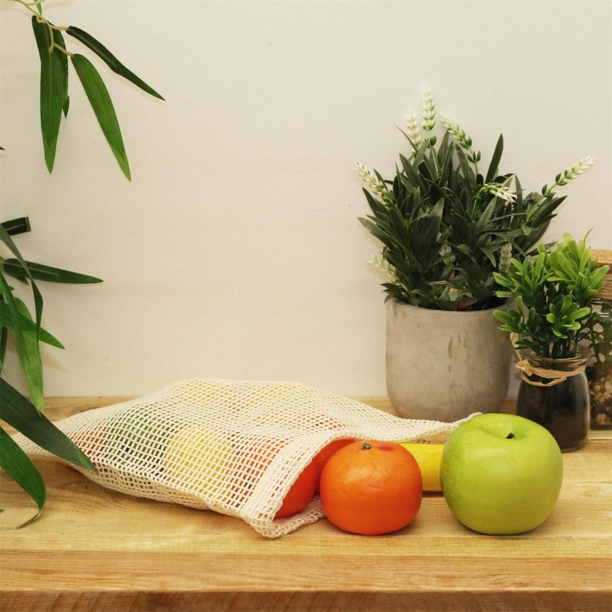 Voir la diapositive 3 : COOK CONCEPT Lot de 2 sacs coton  fruits légumes  38cm blanc