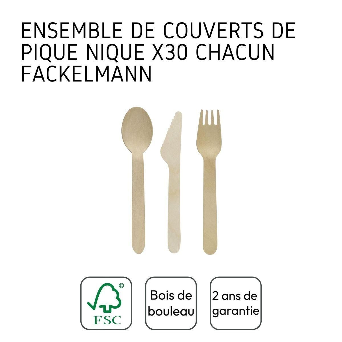Fackelmann Ensemble de couverts en bois pour pique-nique x30 chacun Fackelmann Move