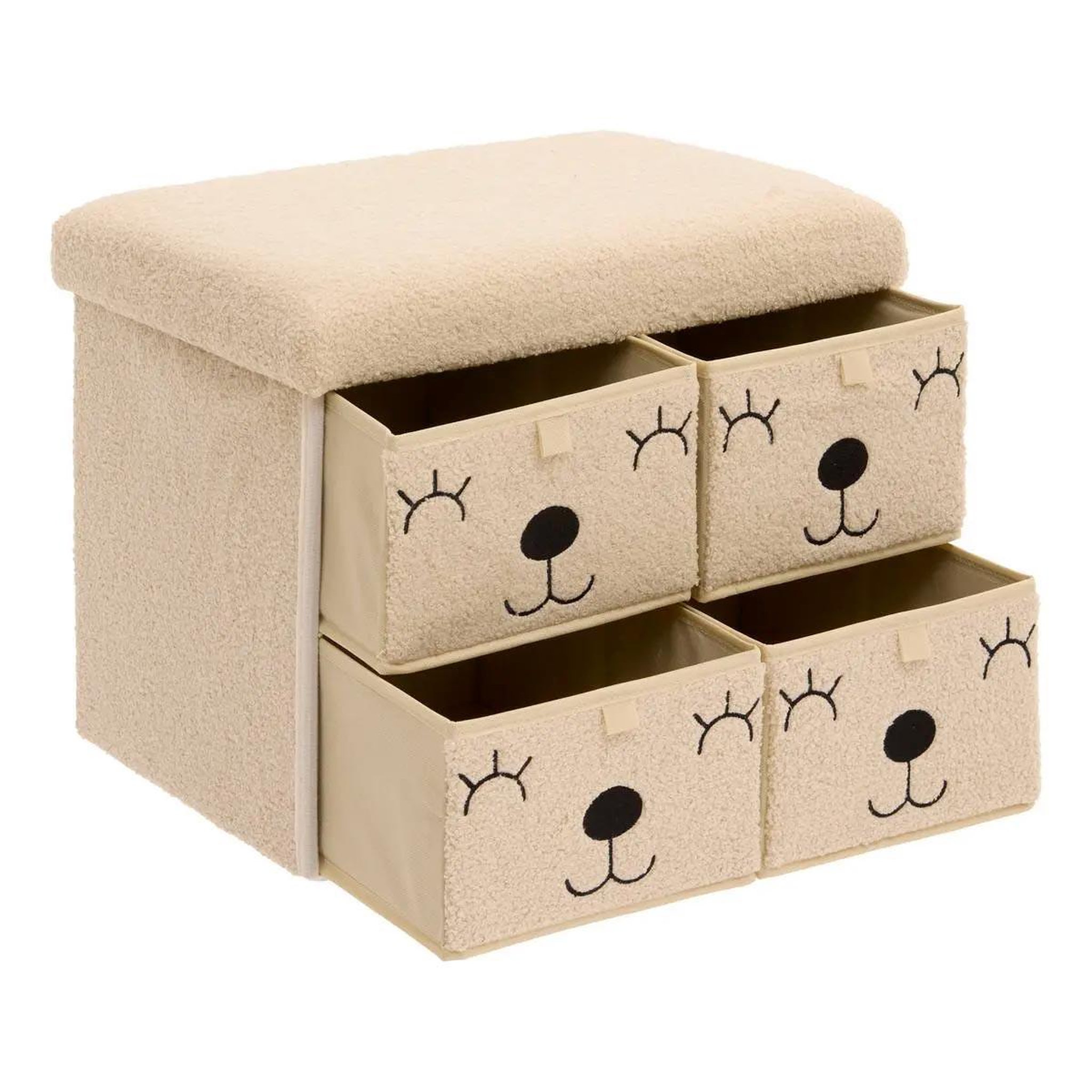 Voir la diapositive 2 : Atmosphera Kids Pouf enfant avec 4 tiroirs  ezzio  50cm beige