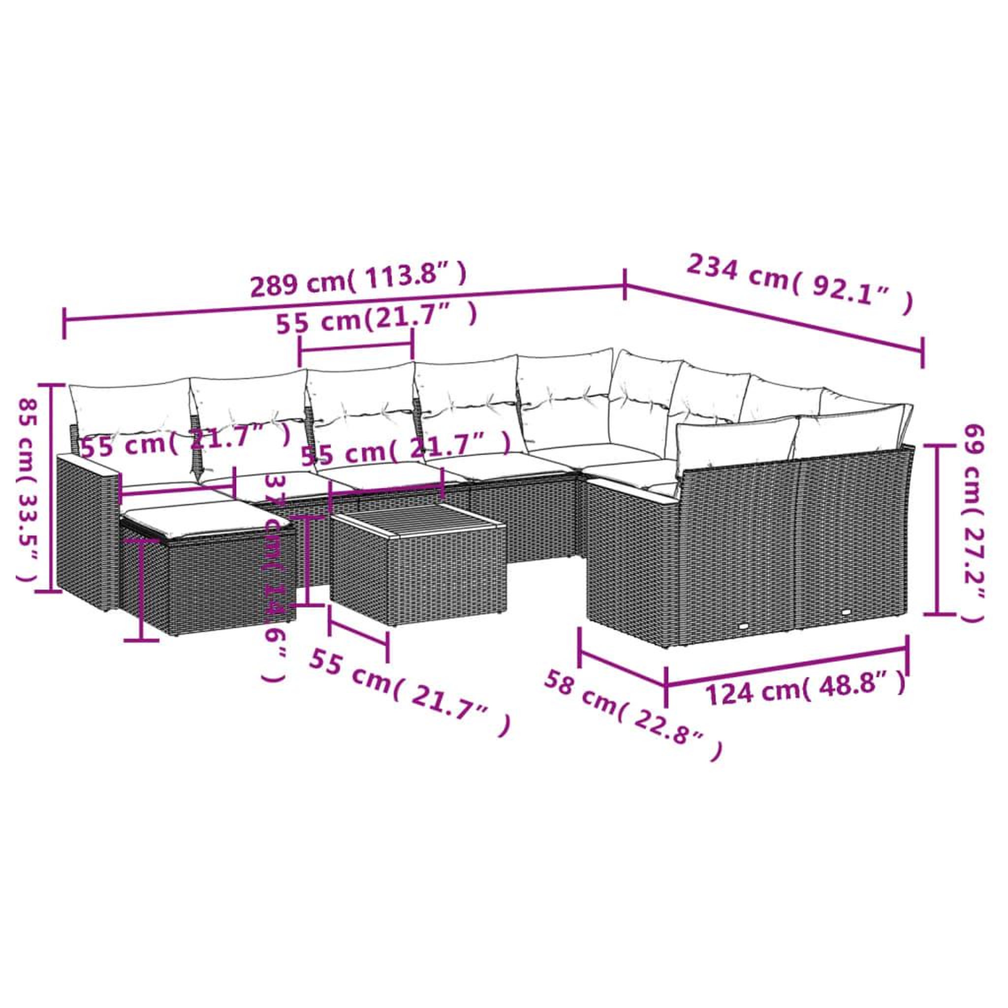 Voir la diapositive 6 : VIDAXL Salon de jardin 11 pcs avec coussins noir resine tressee