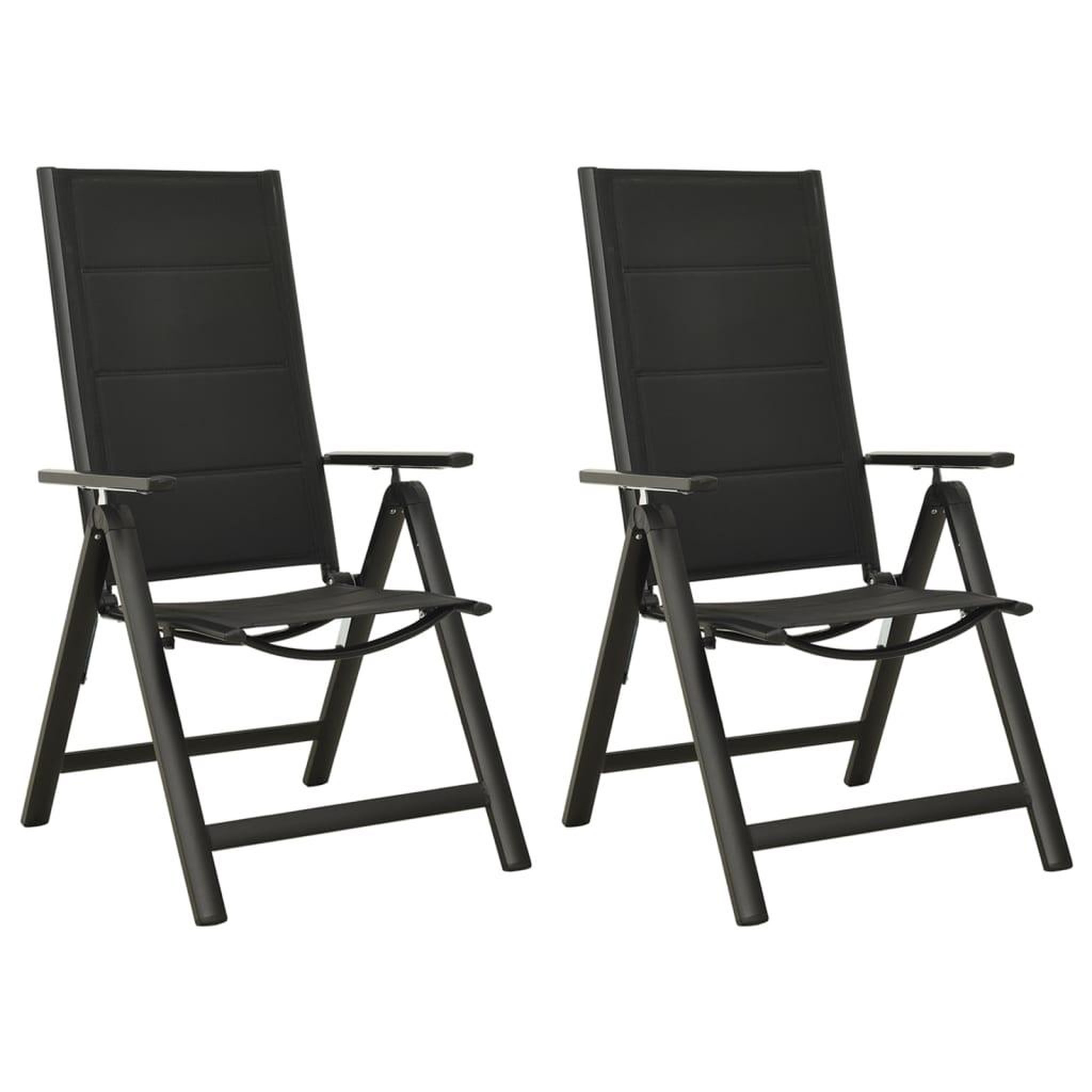 VIDAXL Chaises pliantes 2 pieces en textilene et aluminium noir