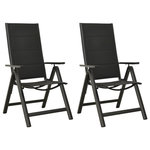 VIDAXL Chaises pliables de jardin lot de 2 Textilene et aluminium Noir