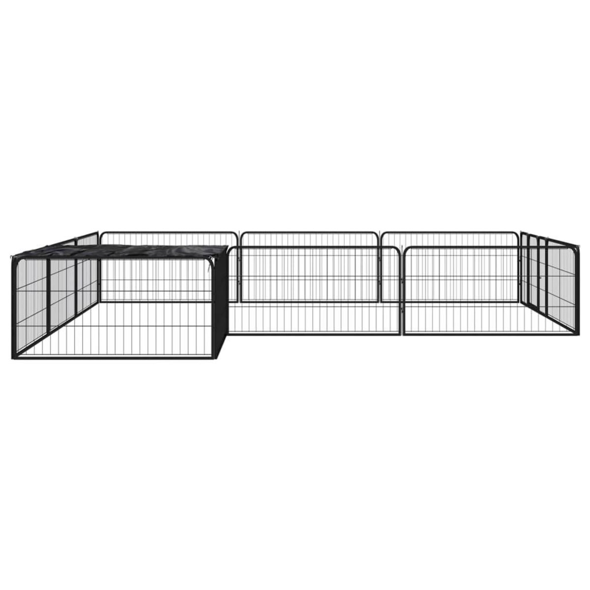 VIDAXL Parc pour chien 12panneaux Noir 100x50cm Acier enduit de poudre