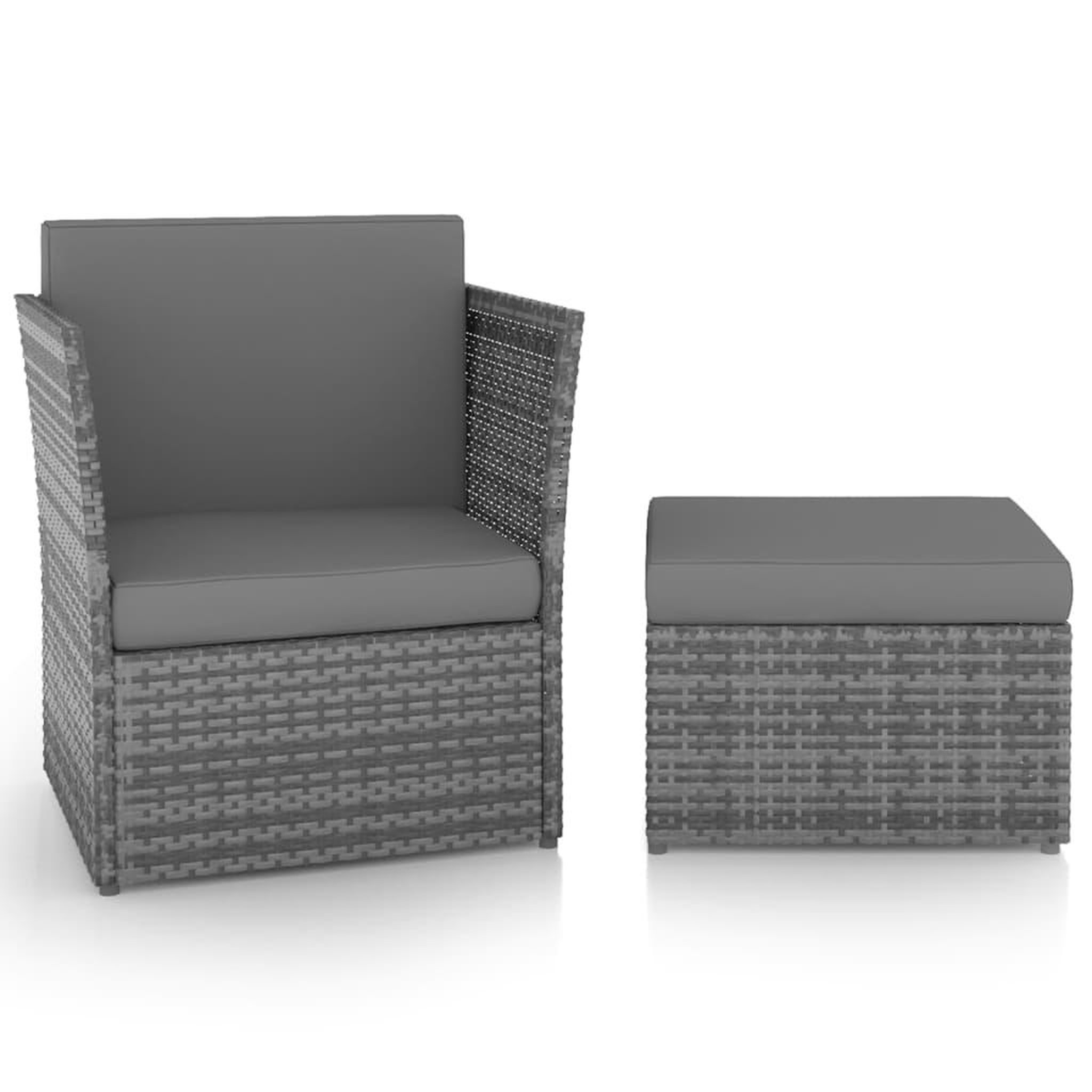 VIDAXL Chaise de jardin avec tabouret resine tressee anthracite