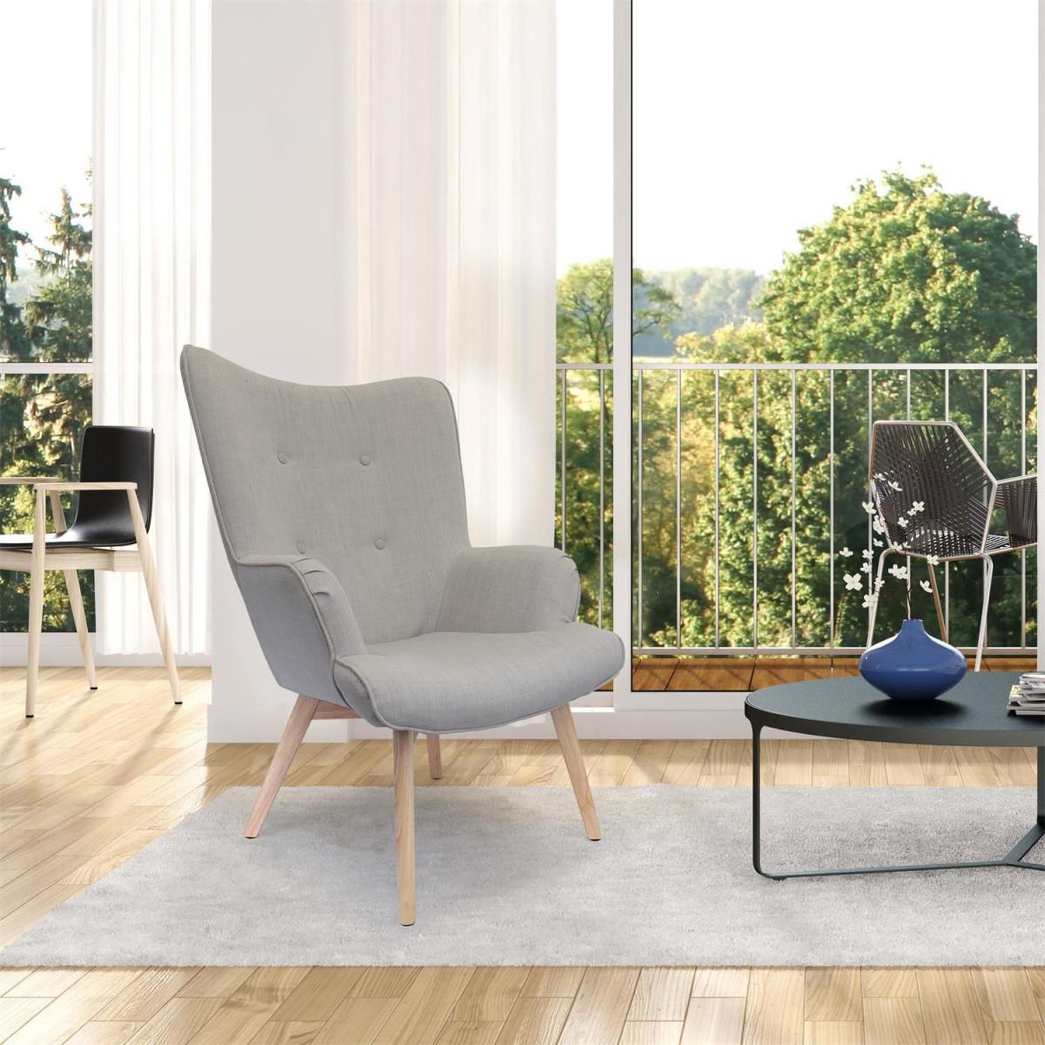 Voir la diapositive 5 : The Home Deco Factory Fauteuil design en bois  helsinki  99cm gris