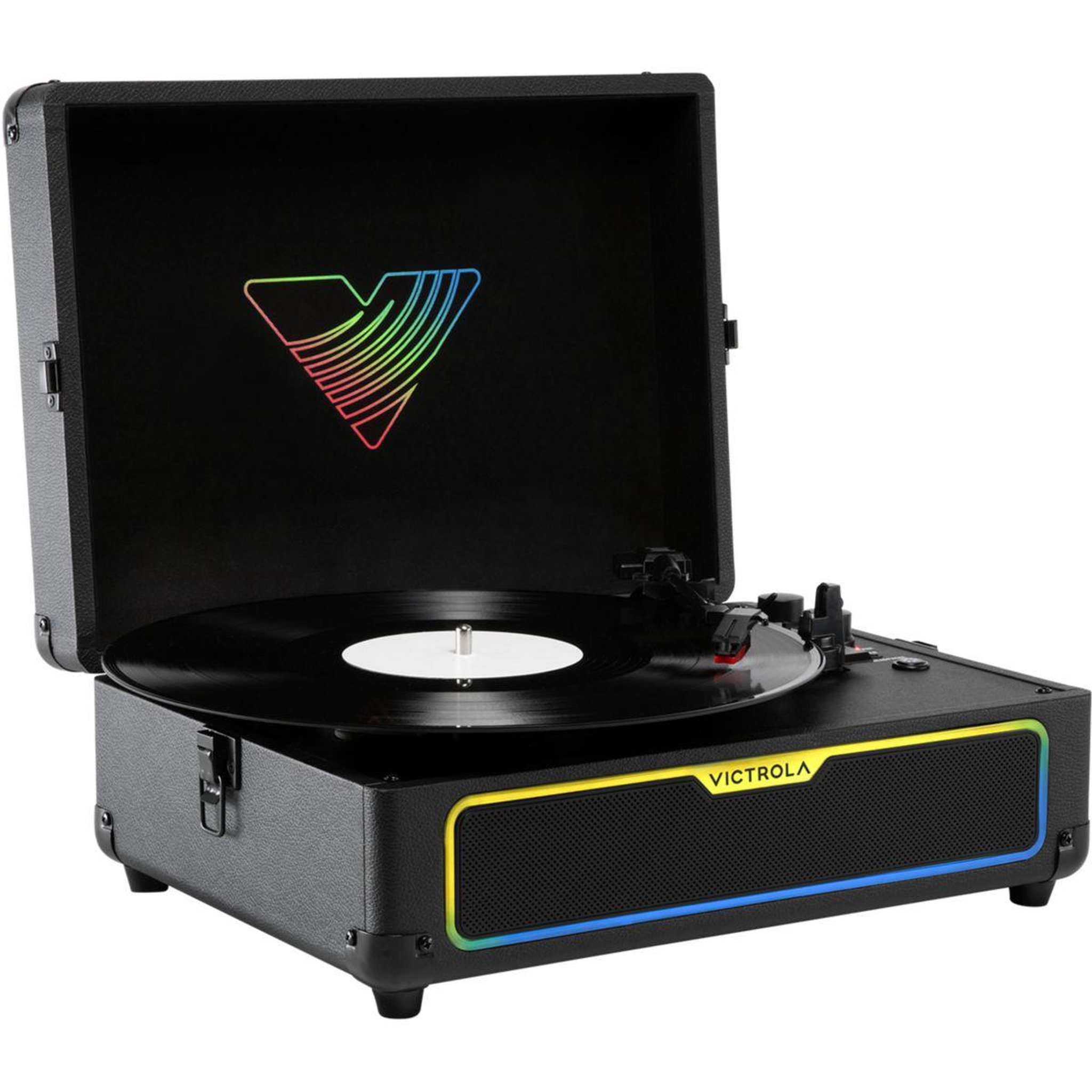 Voir la diapositive 2 : VICTROLA Platine vinyle glow format valise avec leds rgb
