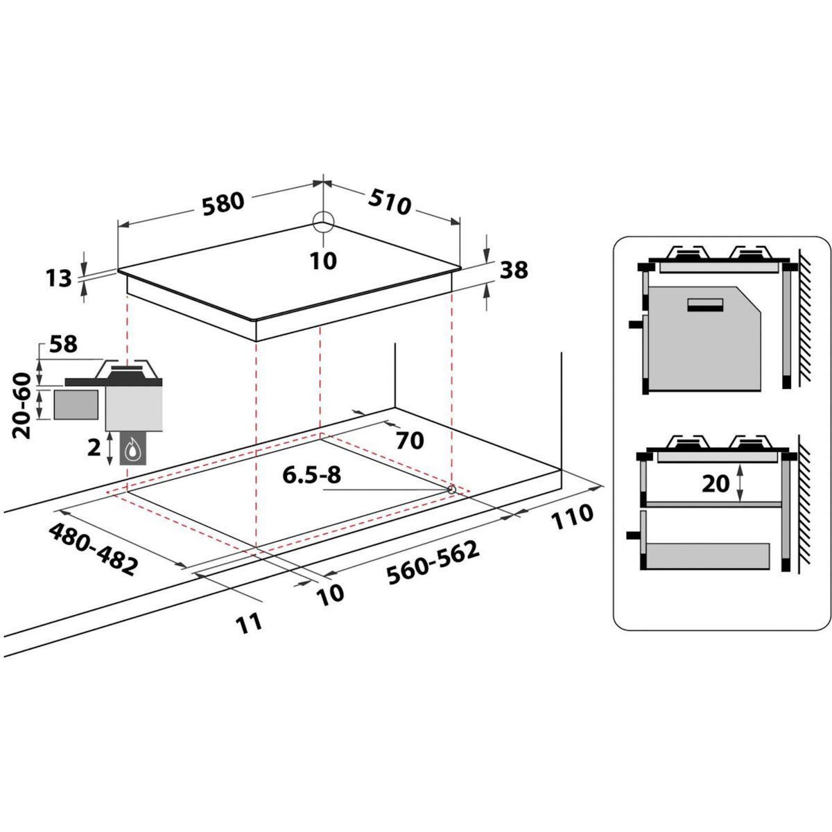 Whirlpool Plaque gaz TGML660NB