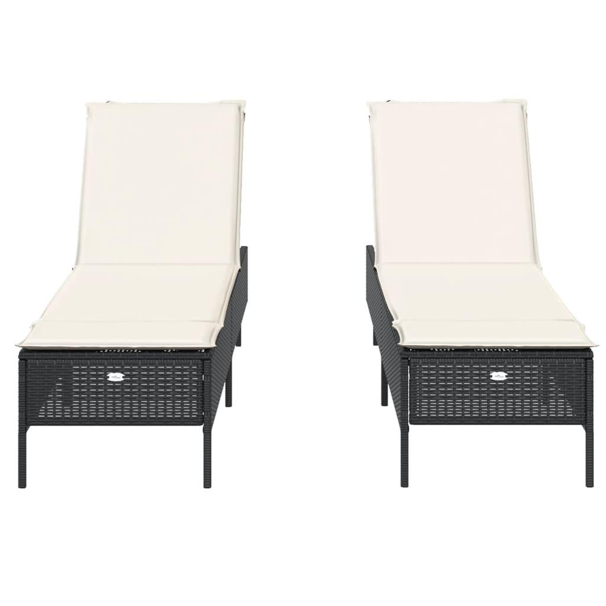 Voir la diapositive 5 : VIDAXL Chaises longues avec coussins lot de 2 noir resine tressee