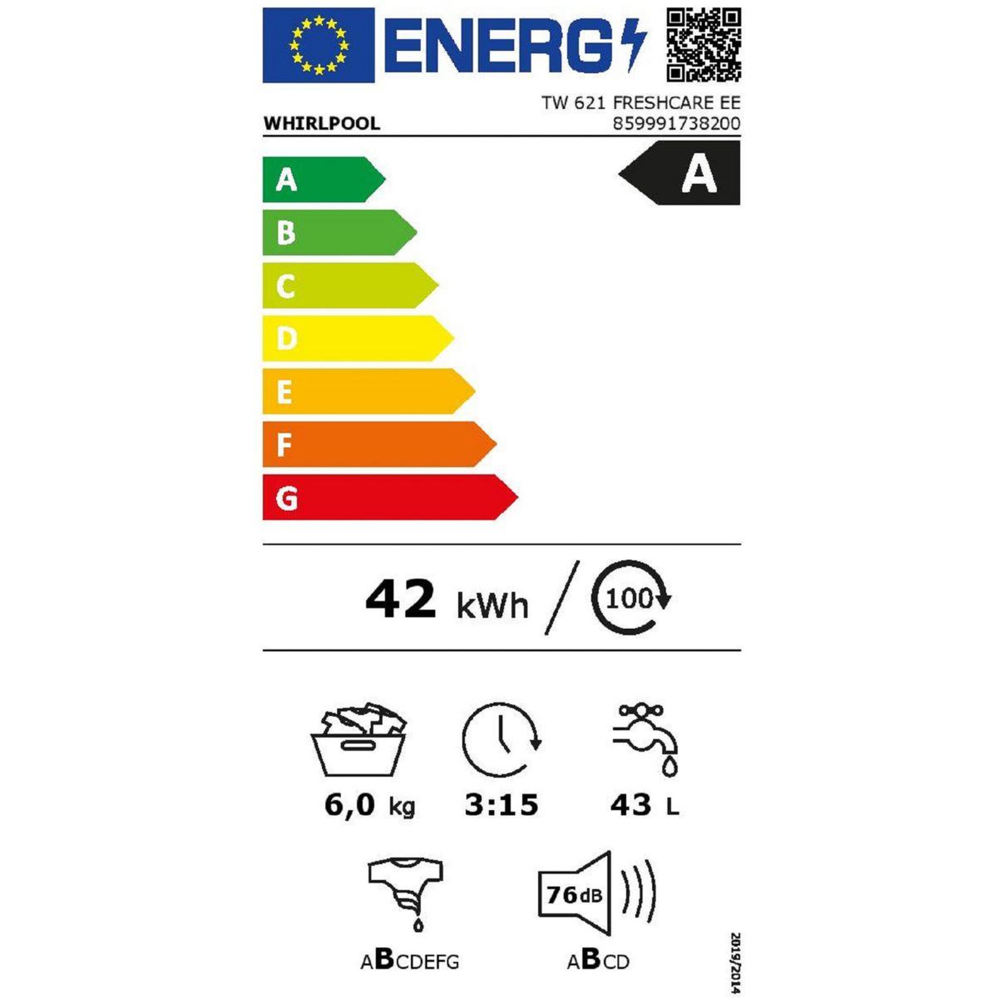 Voir la diapositive 6 : Whirlpool Lave linge top tw621freshcareee - 6 kg - 1200 tr/min - classe a - moteur induction
