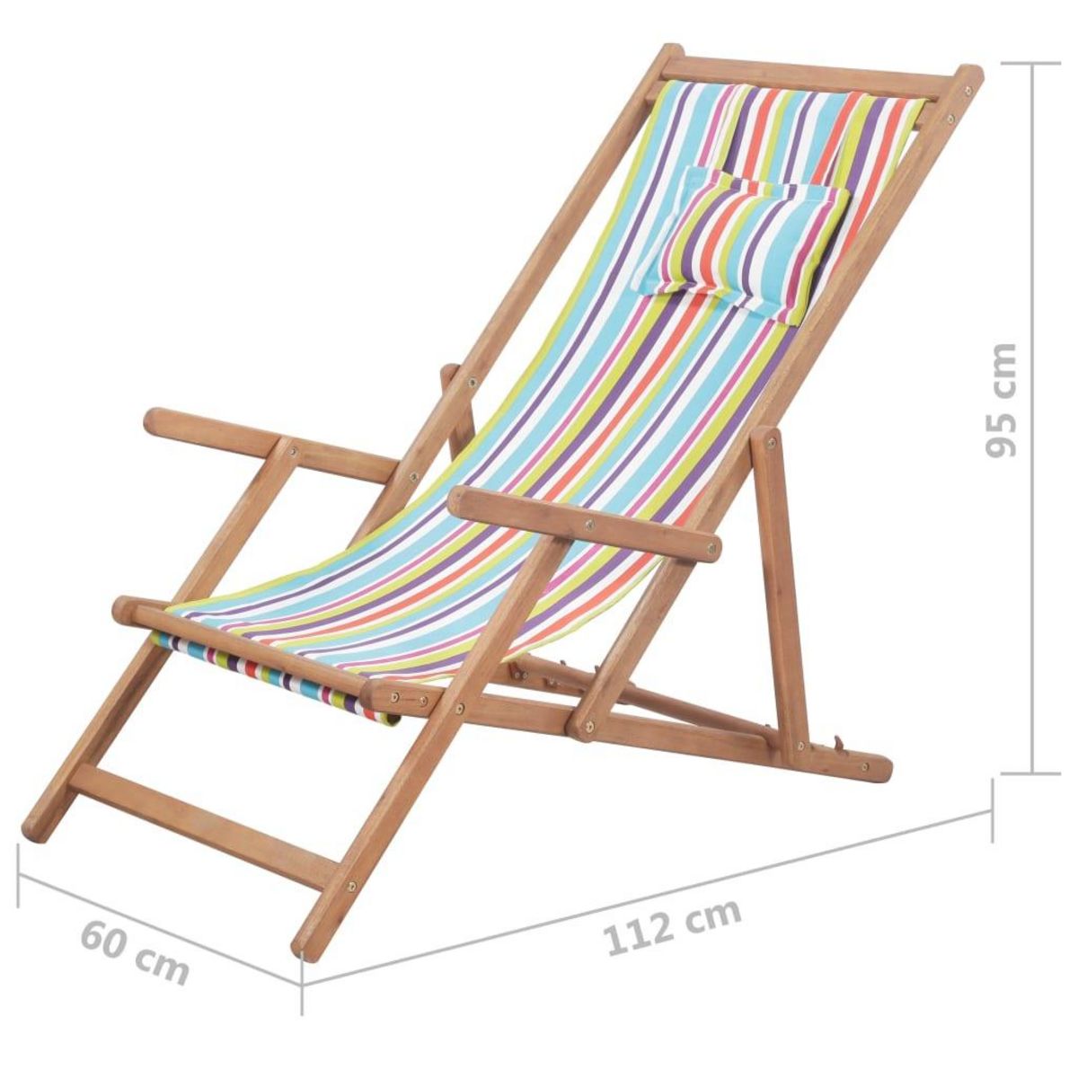 VIDAXL Chaise pliable de plage Tissu et cadre en bois Multicolore