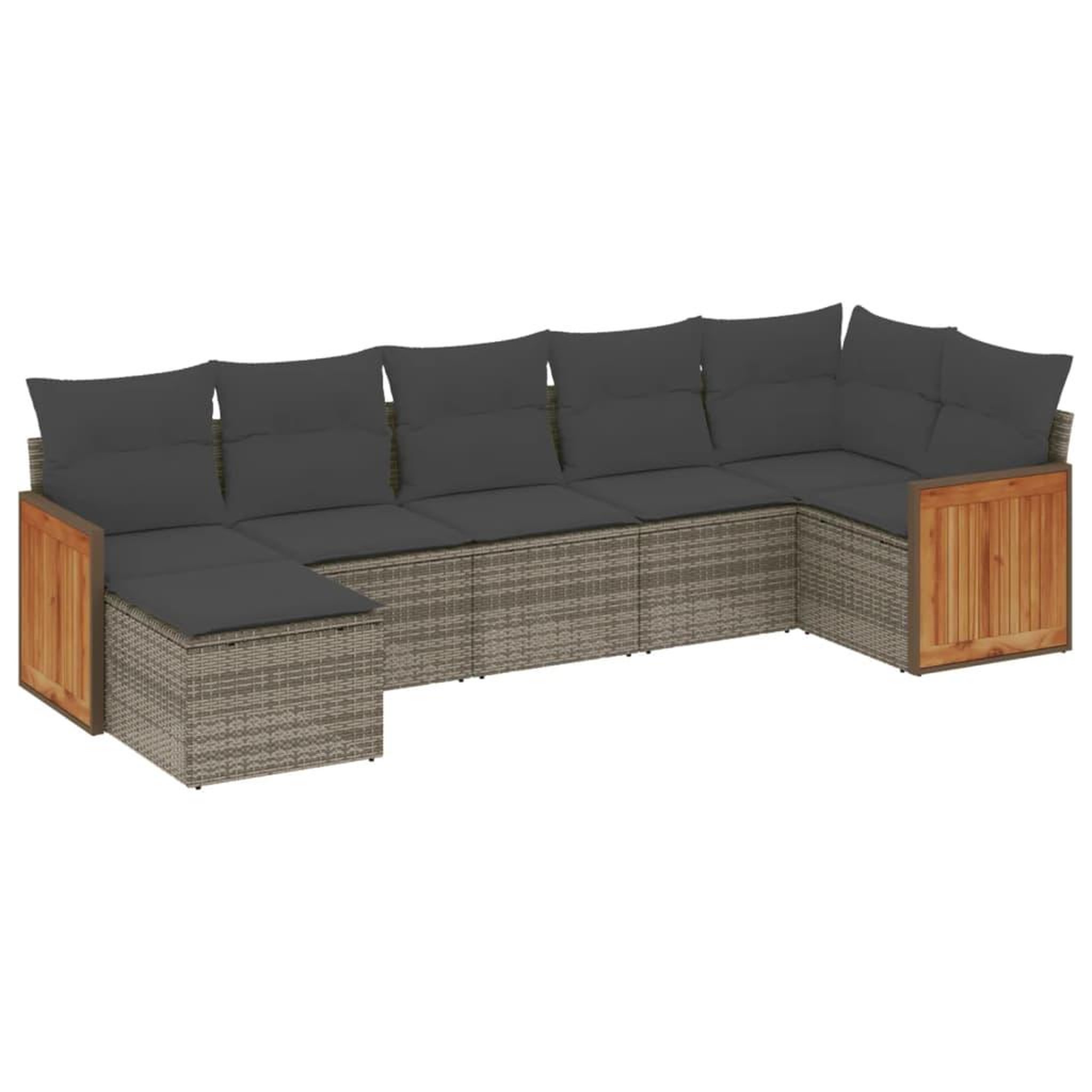 Voir la diapositive 2 : VIDAXL Salon de jardin avec coussins 7 pcs gris resine tressee