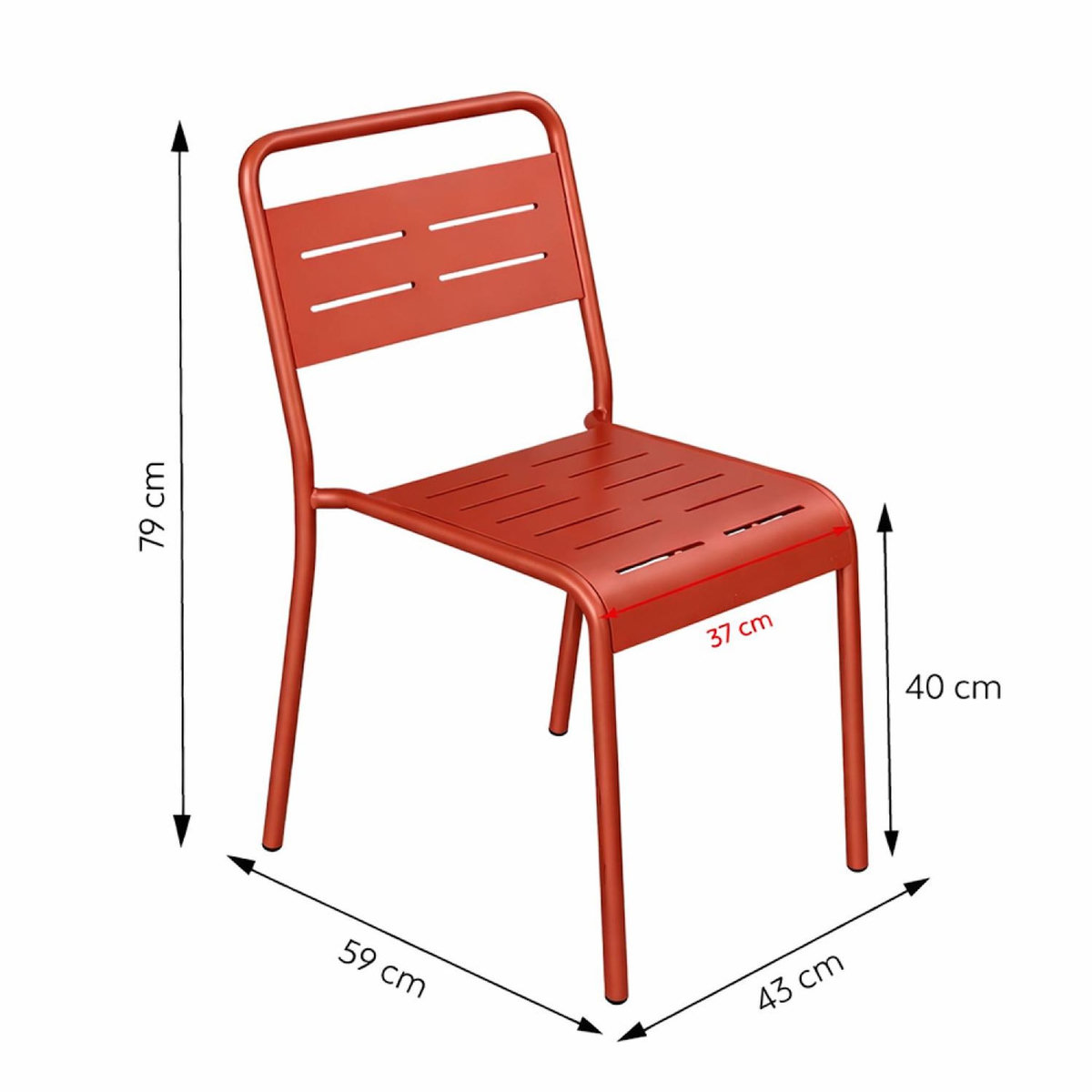 CONCEPT USINE Ensemble table de jardin carrée 70cm et 4 chaises terracotta BERGAME