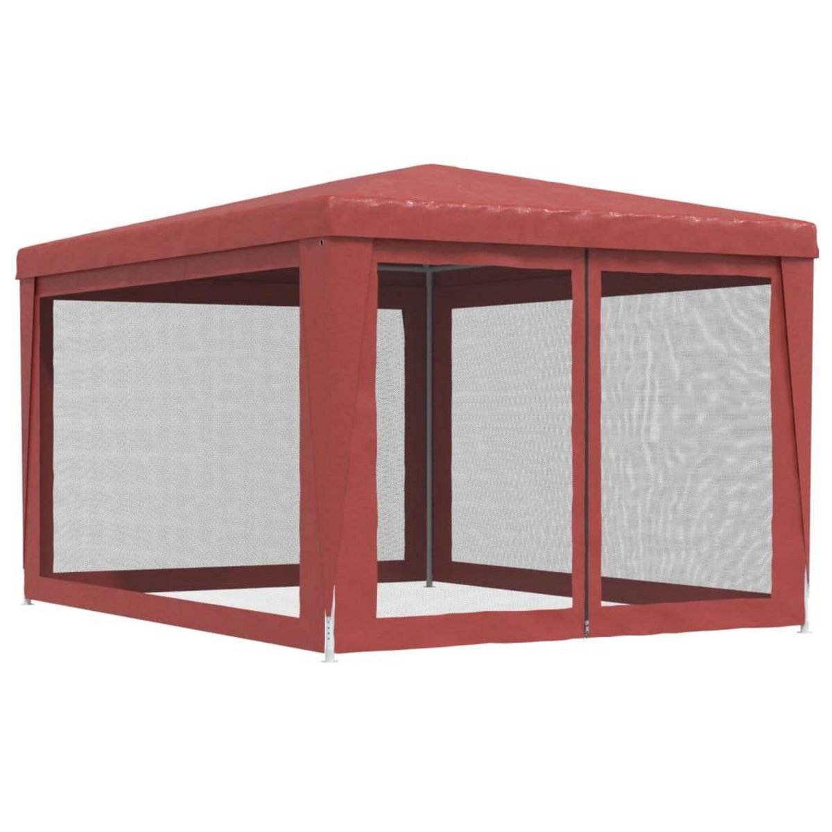 VIDAXL Tente de fete avec 4 parois laterales en maille Rouge 3x4m PEHD