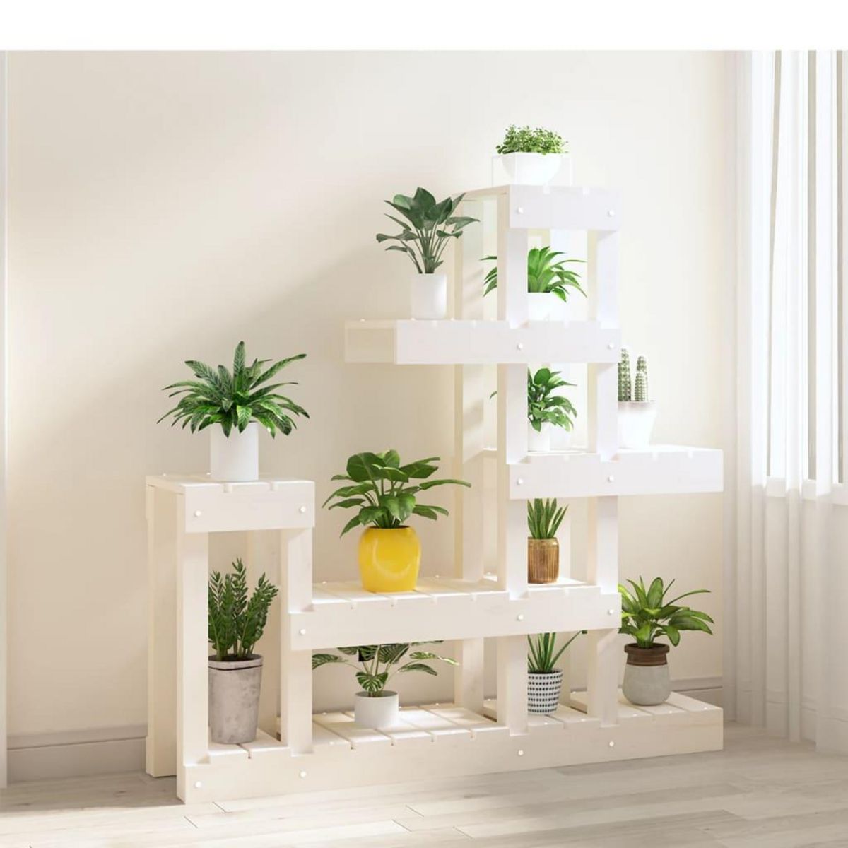 VIDAXL Support a plantes Blanc 92x25x97 cm Bois massif de pin