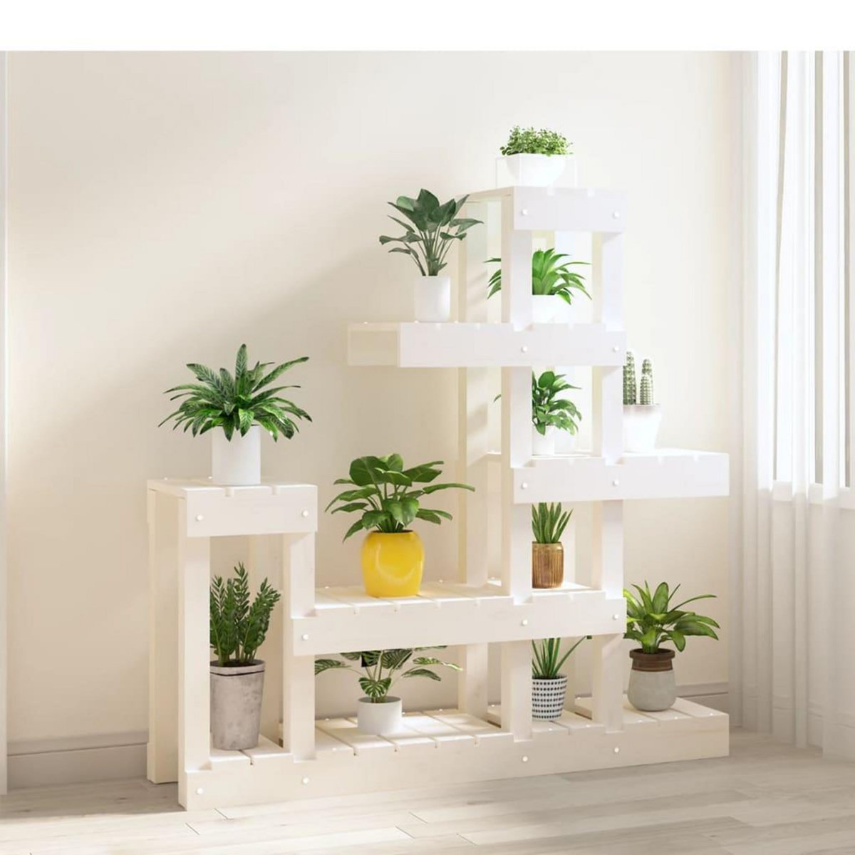 VIDAXL Support a plantes Blanc 92x25x97 cm Bois massif de pin
