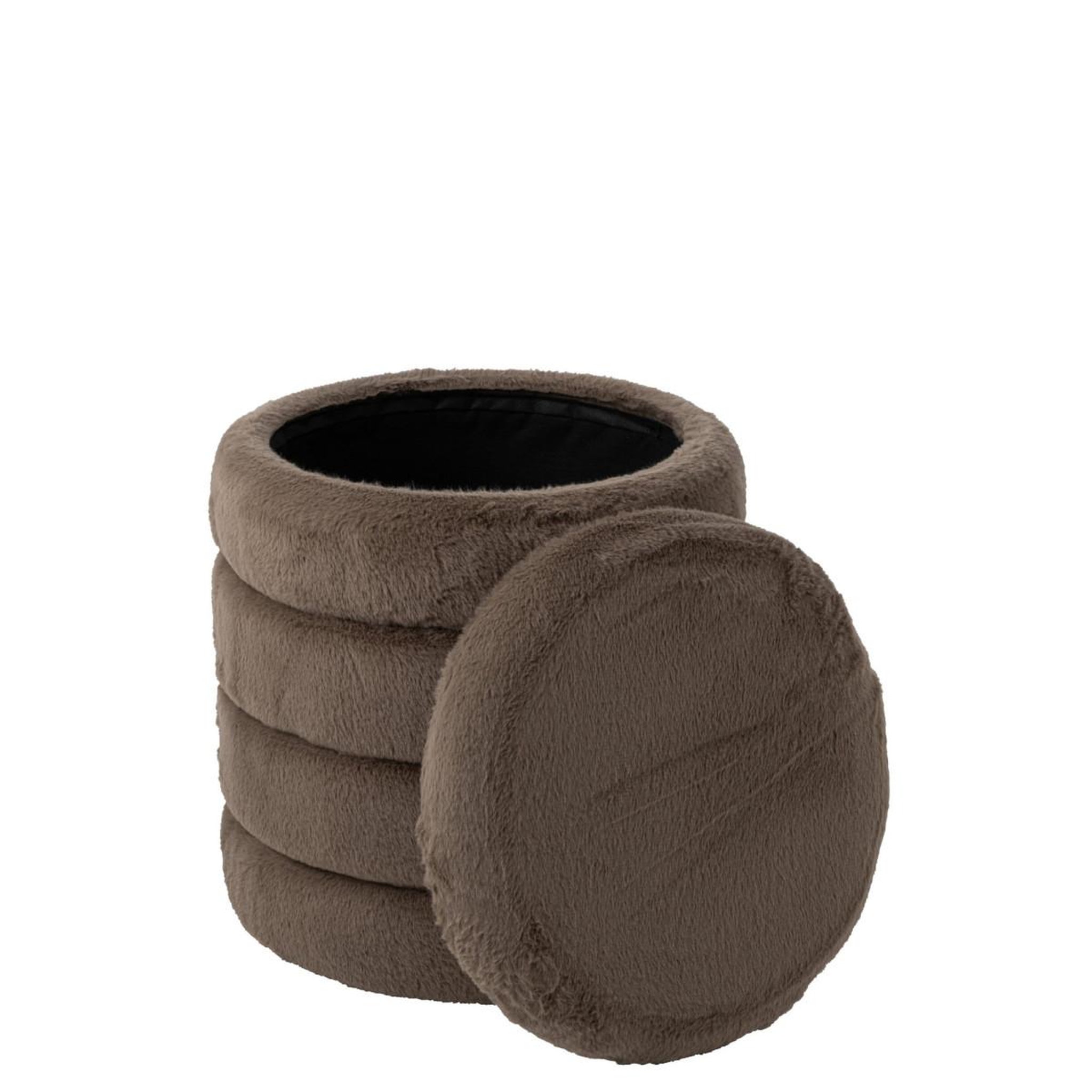 Voir la diapositive 5 : J-LINE Pouf coffre imitation fourrure  cotton  47cm taupe