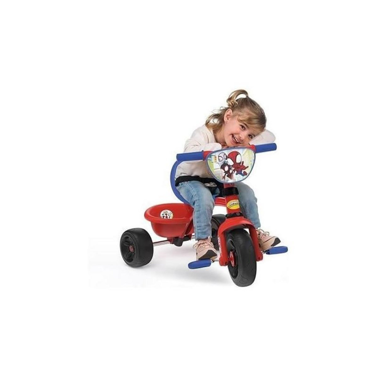 SMOBY Smoby - Tricycle Be Fun - Spidey - Evolutif de 15 mois a 3 ans - Canne parentale réglable sur 3 positions - Ceinture de sécuri