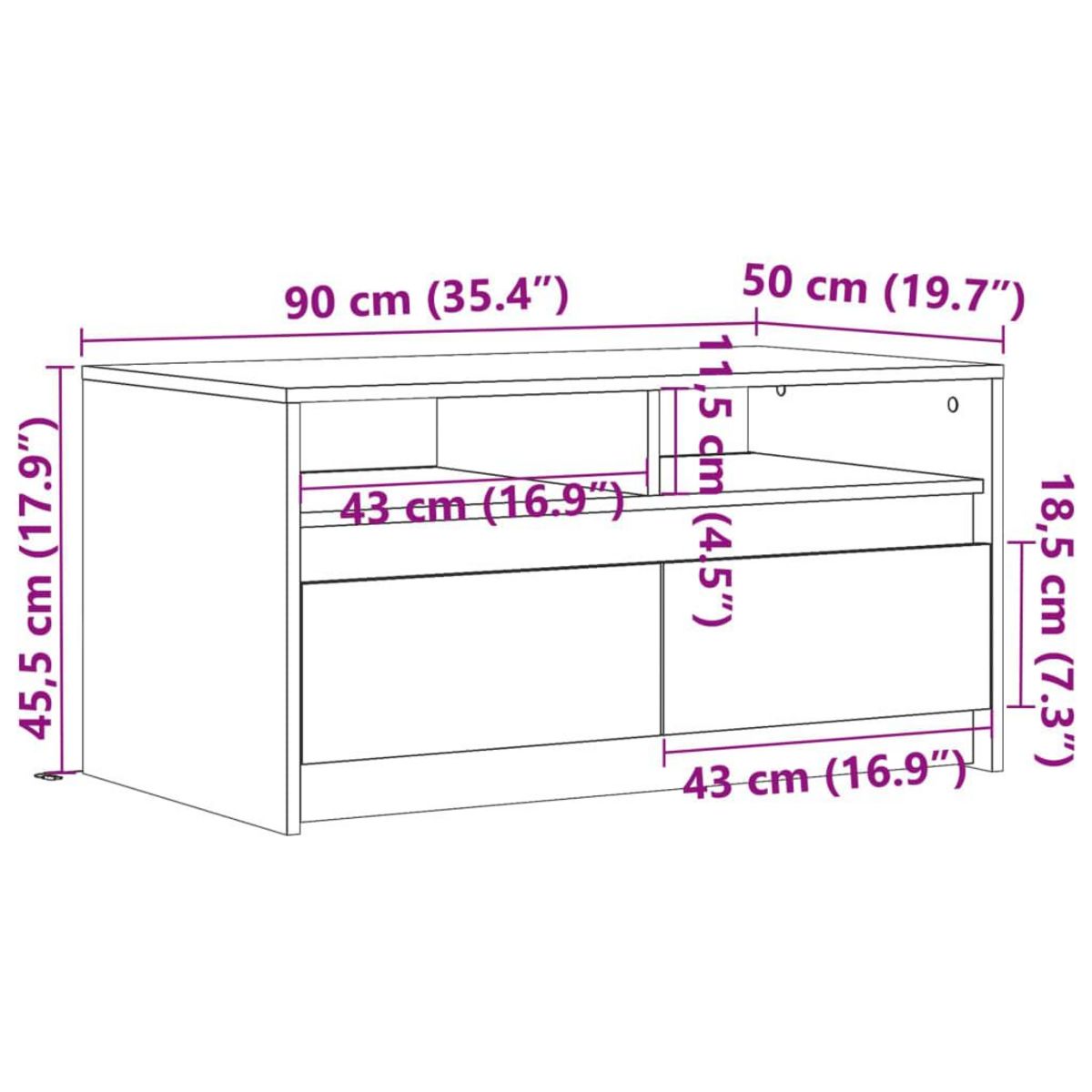 VIDAXL Table basse avec lumieres LED blanc bois d'ingenierie