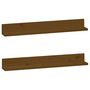 Voir la diapositive 2 : VIDAXL Etageres murales 2 pcs Marron miel 80x11x9cm Bois de pin massif