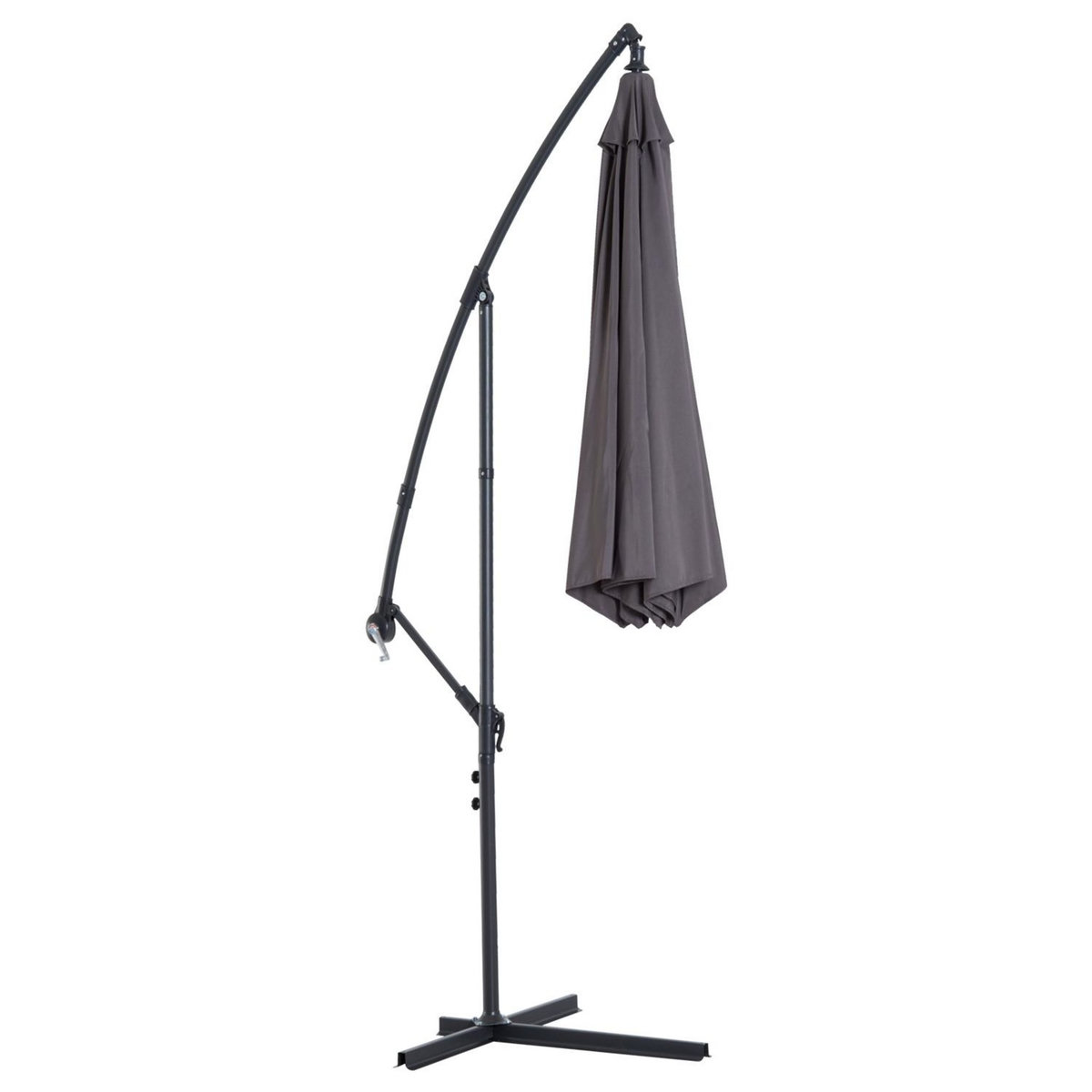 OUTSUNNY Parasol déporté octogonal inclinable manivelle pied acier Ø 3 x 2,5H m gris