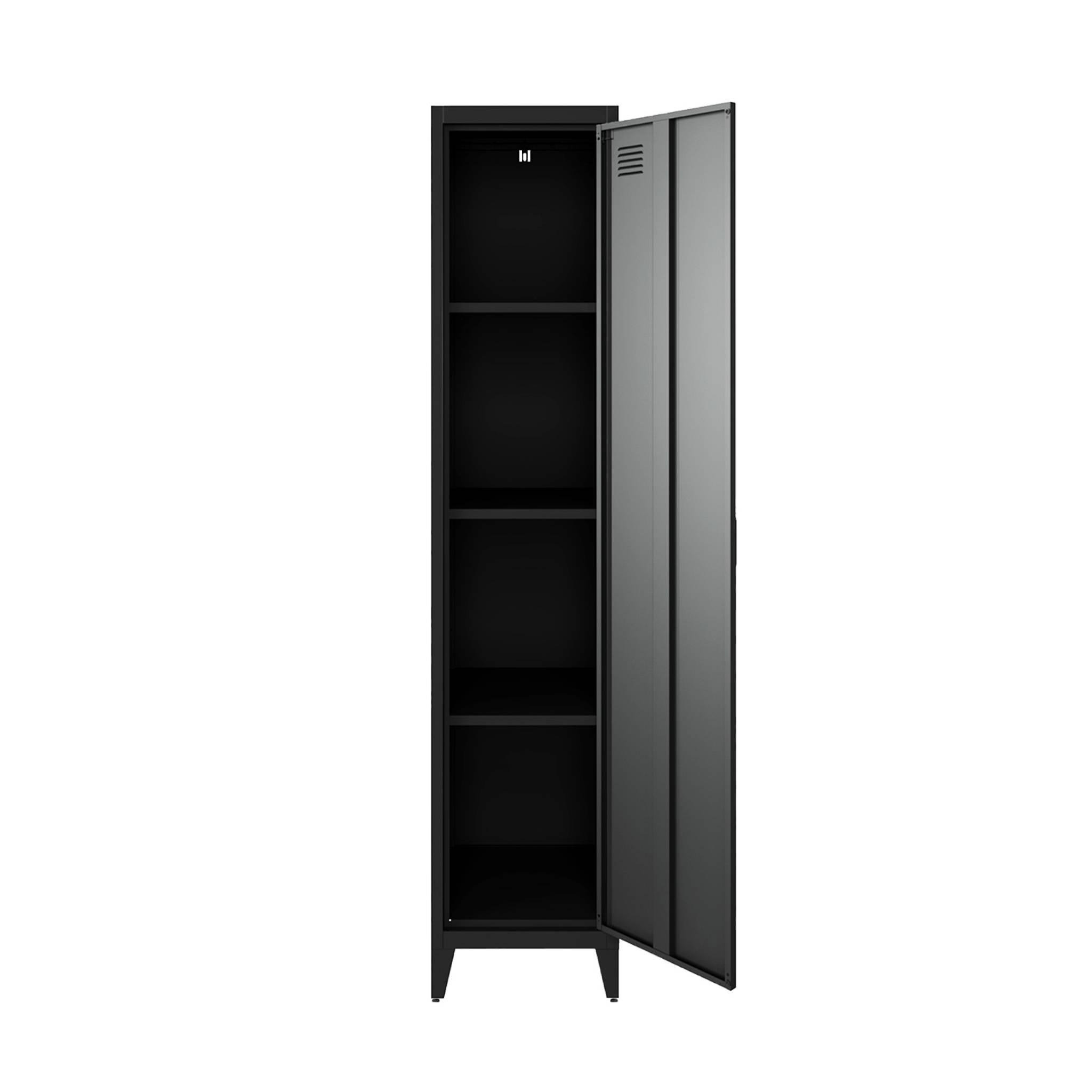 Voir la diapositive 6 : SWEEEK Armoire chambre industrielle métal, 4 espaces de rangement