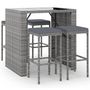 Voir la diapositive 2 : VIDAXL Ensemble de bar de jardin 5 pcs avec coussins gris poly rotin