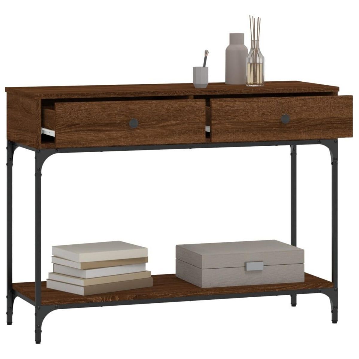 VIDAXL Table console chene marron 100x34,5x75 cm bois d'ingenierie
