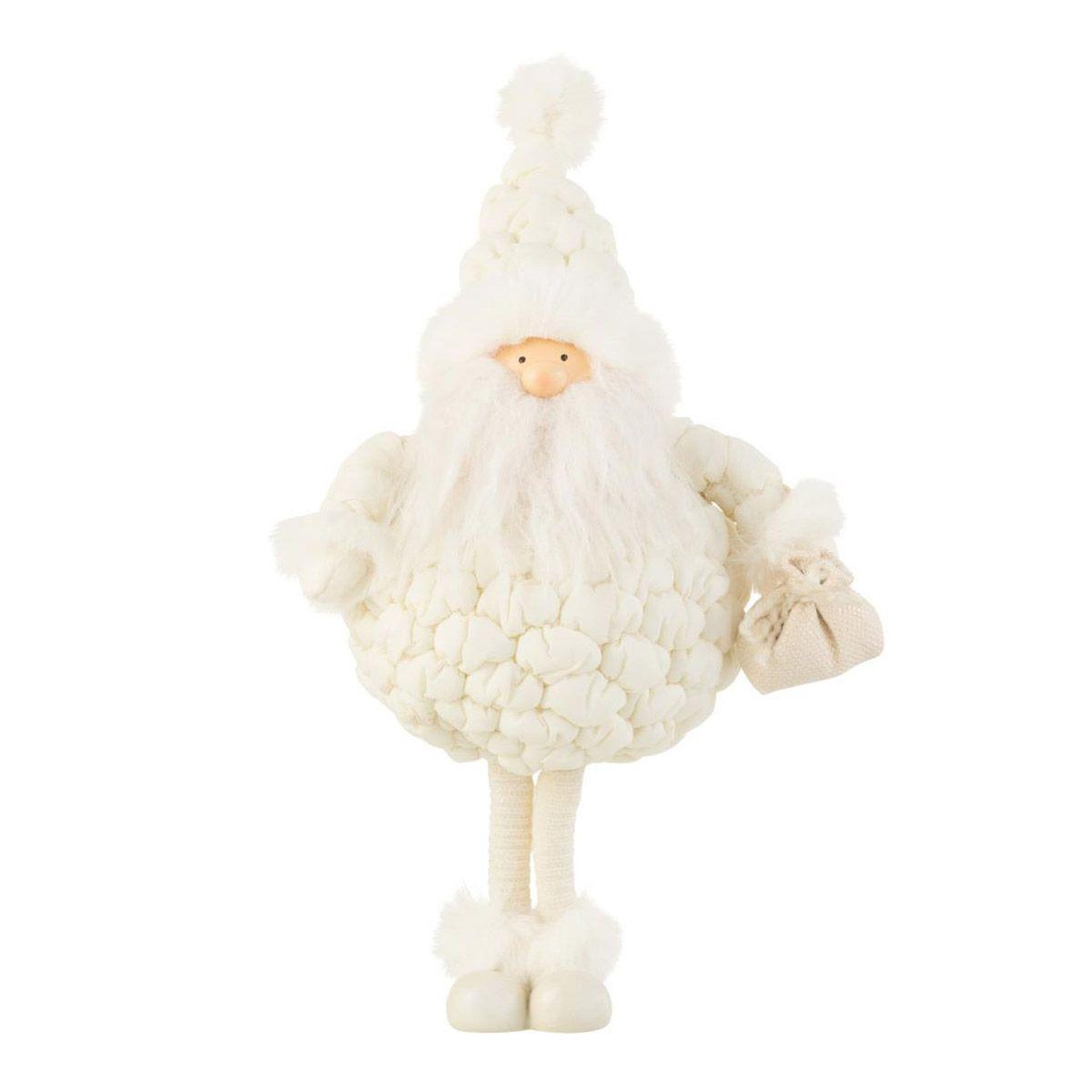 J-LINE Statuette déco père noël  pochon  38cm blanc