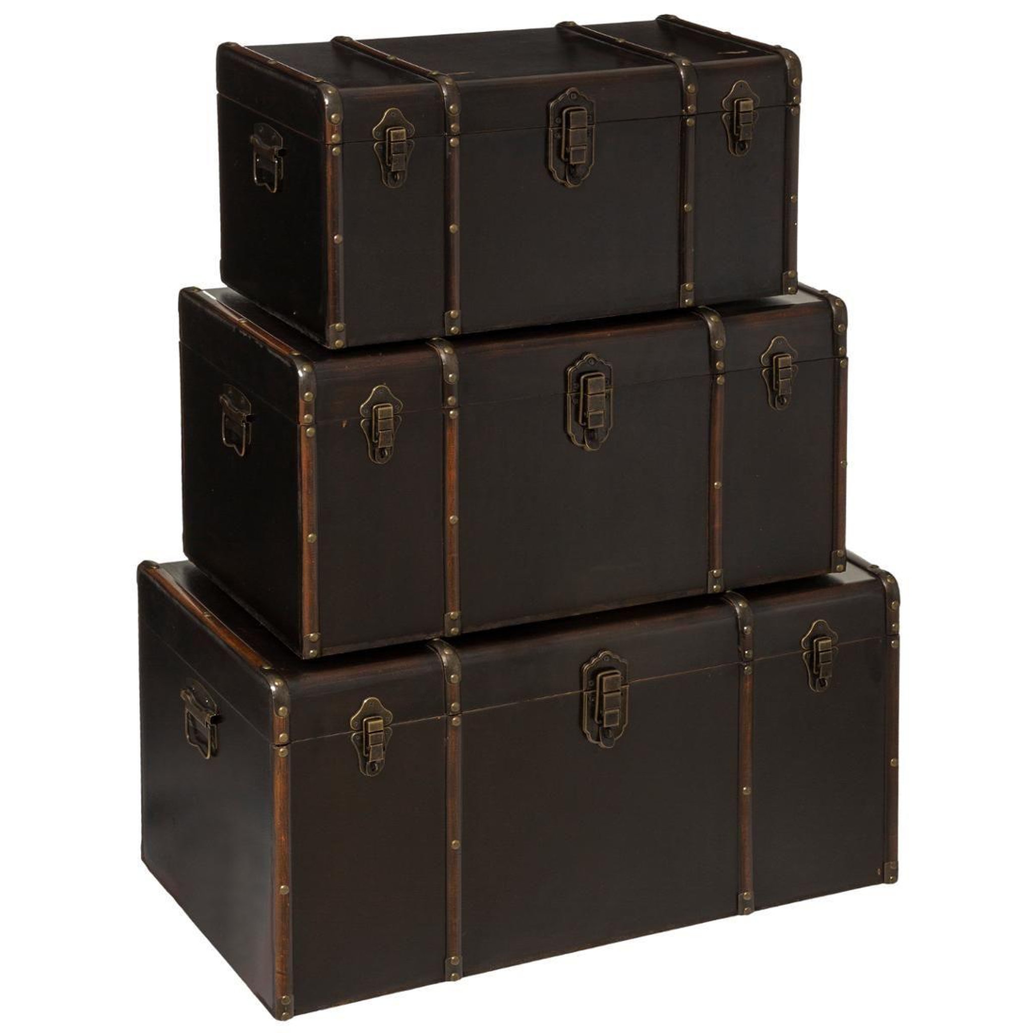 ATMOSPHERA Lot de 3 Malles de Rangement  British  80cm Marron